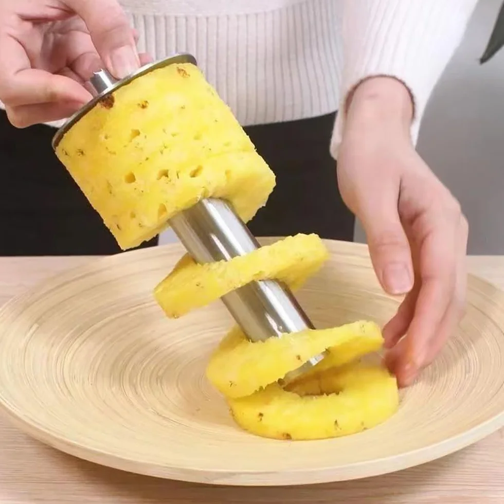 Coupe Ananas Découpe Ananas Éplucheur Acier Inoxydable pour Anneaux de Fruits Noir