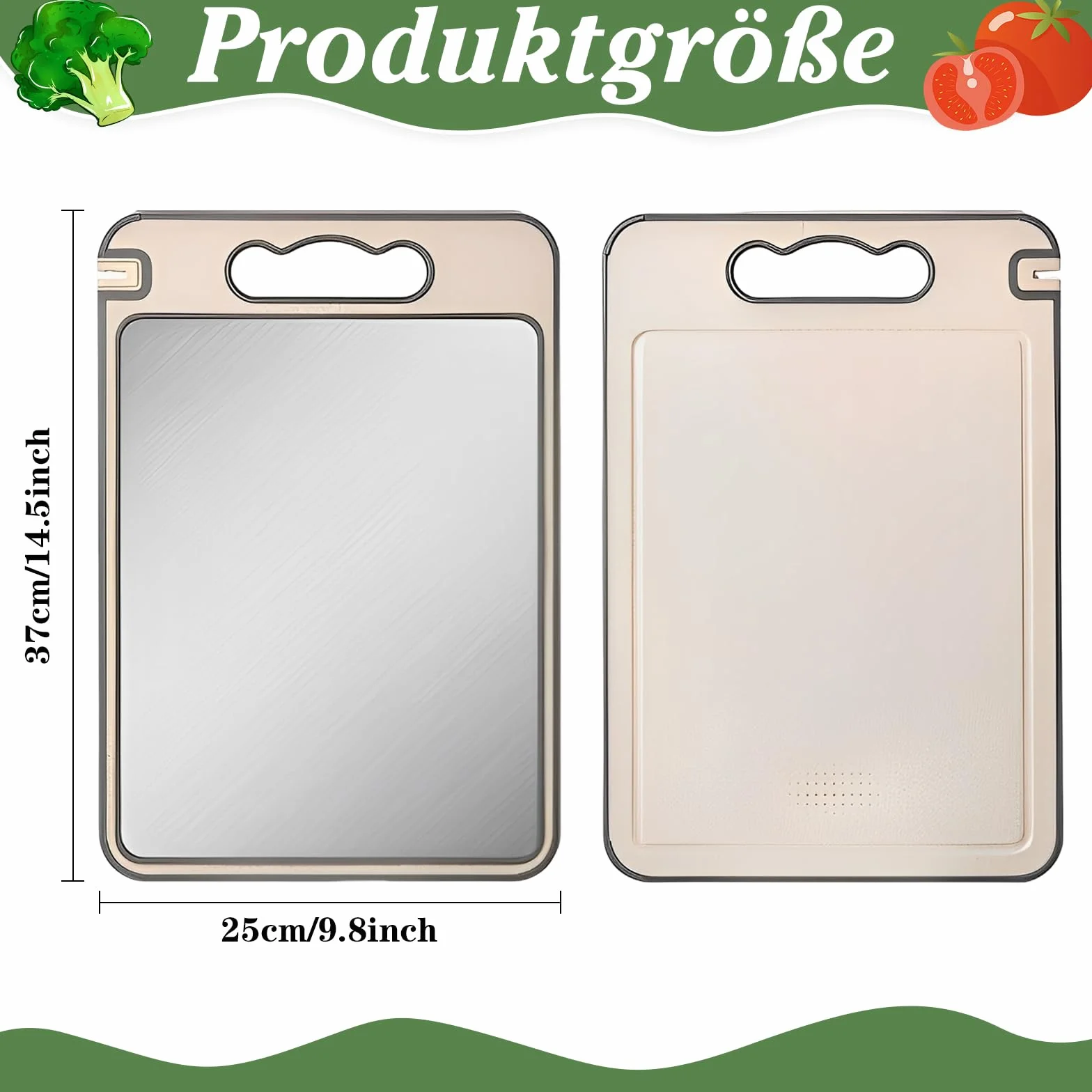 Planche à Découper Inox Double Face Silicone Antidérapante pour Cuisine Viande Poisson Fruits Légumes