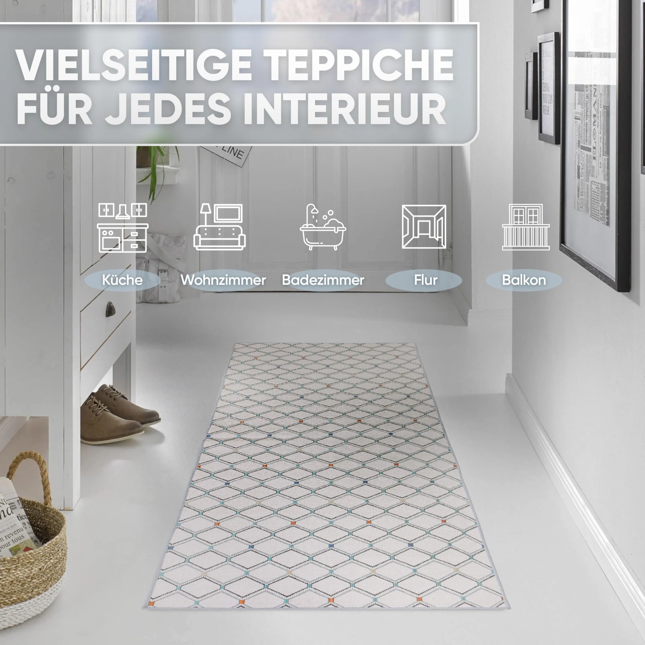 Björn&Schiller Tapis de Couloir 60 x 180 cm, antidérapant, Beige
