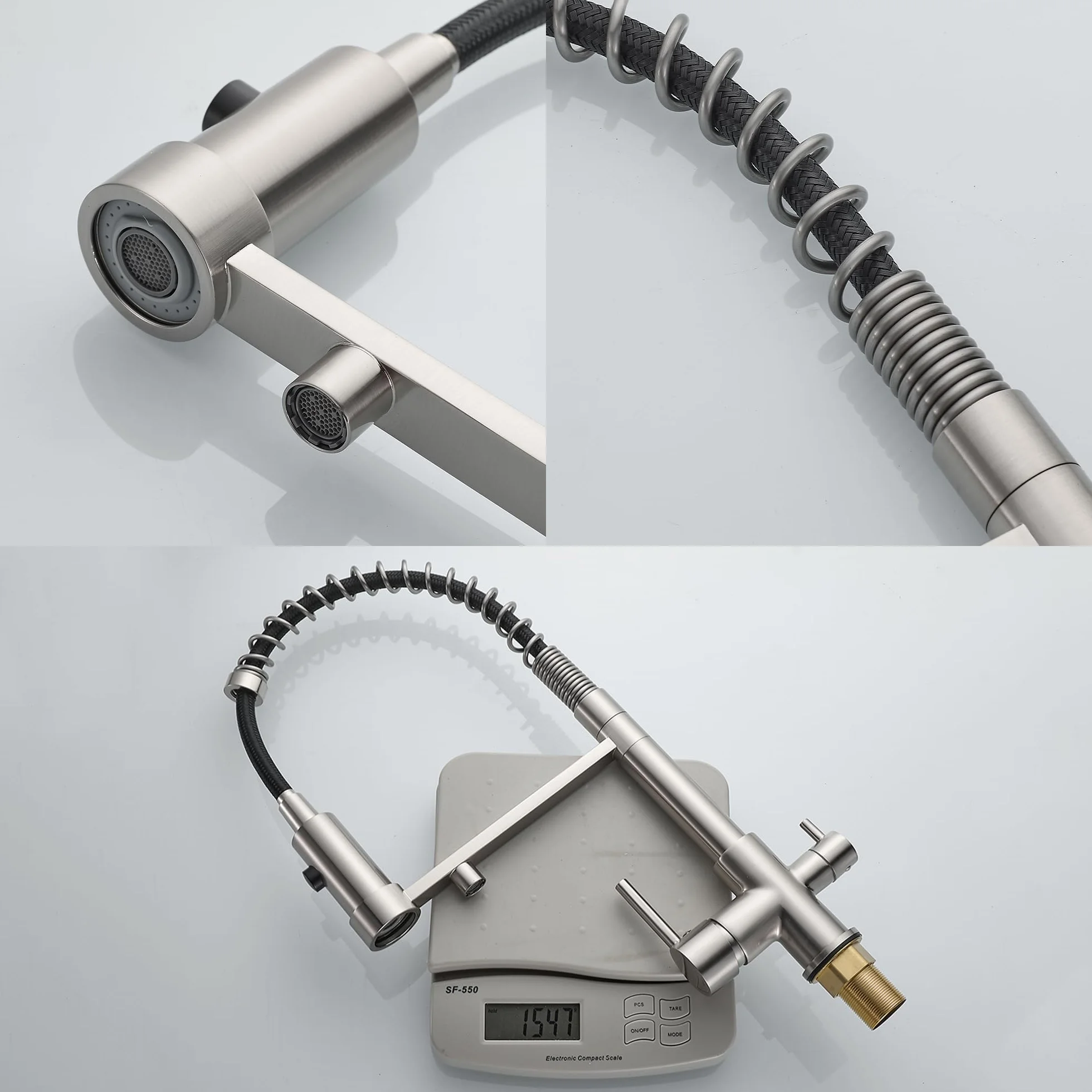 Robinet de cuisine 3 voies extensible en laiton 3 en 1 pour filtre à eau Nickel brossé
