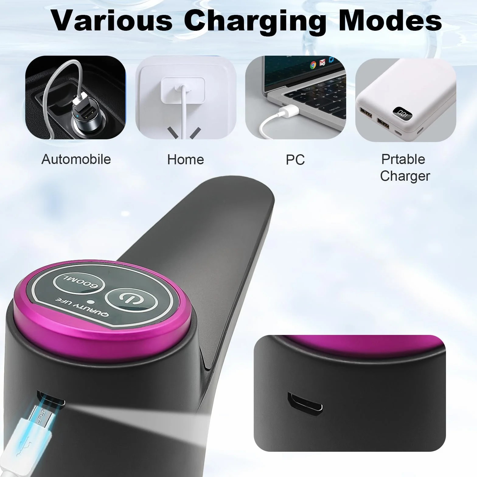 Pompe à eau potable USB 5L automatique pour cuisine bureau camping