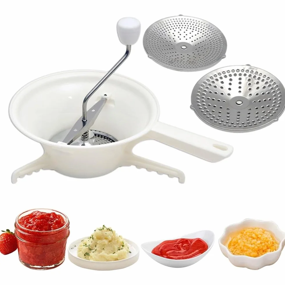 Malloy Moulin à Légumes avec 3 Disques Interchangeables Manuel pour Sauce Tomate et Pommes de Terre