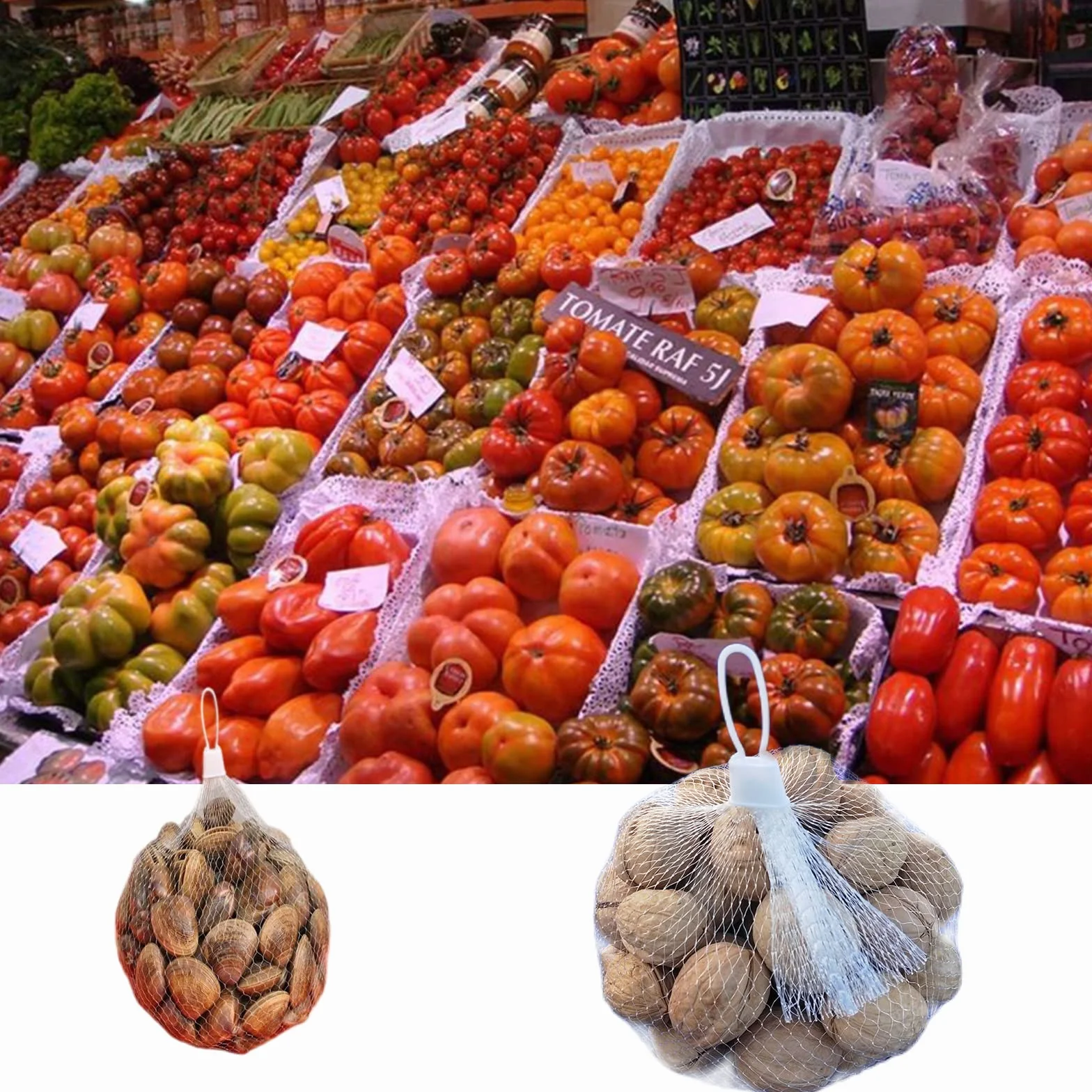 Sac en Filet Réutilisable 100 Pièces, Sac de Filet D'Œufs pour Fruits Noix Épicerie Légumes Stockage Shopping (Blanc)