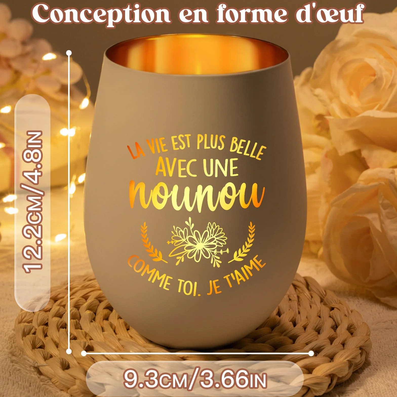 Bougeoir Nounou Personnalisé Cadeau Original pour Femme Fin de Contrat Merci Noël Anniversaire