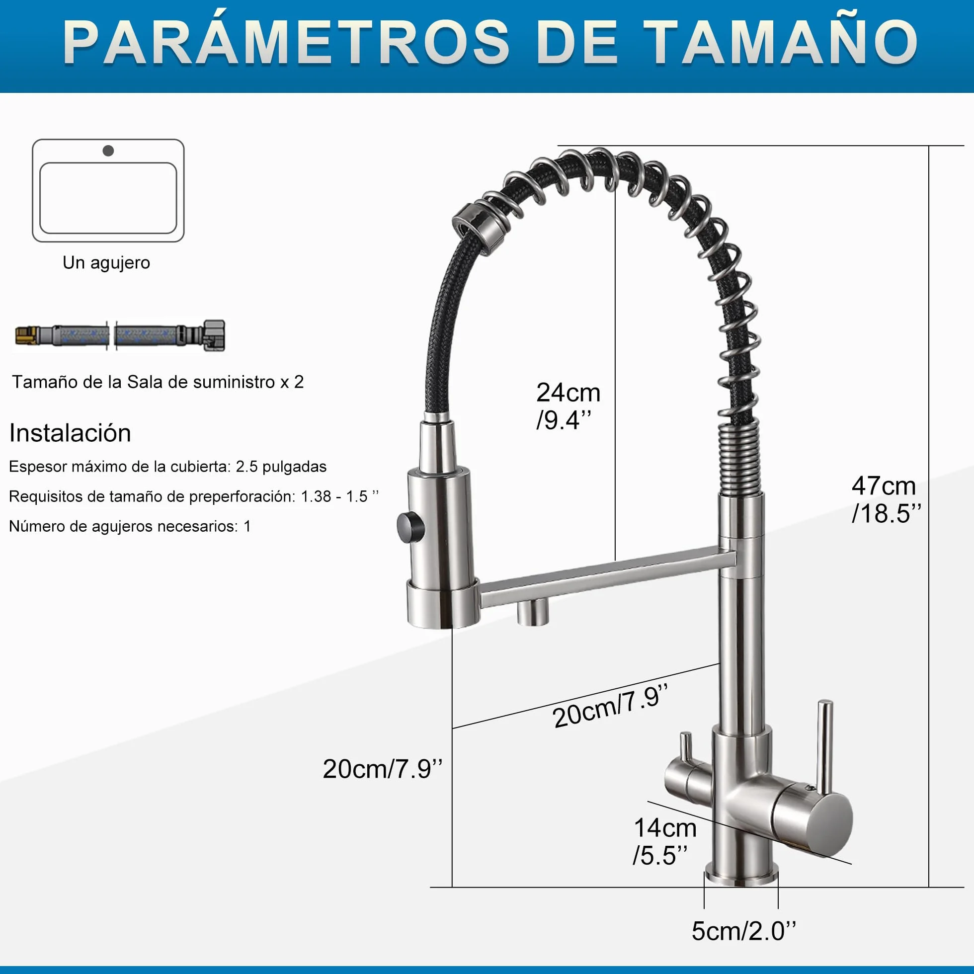 Robinet de cuisine 3 voies extensible en laiton 3 en 1 pour filtre à eau Nickel brossé
