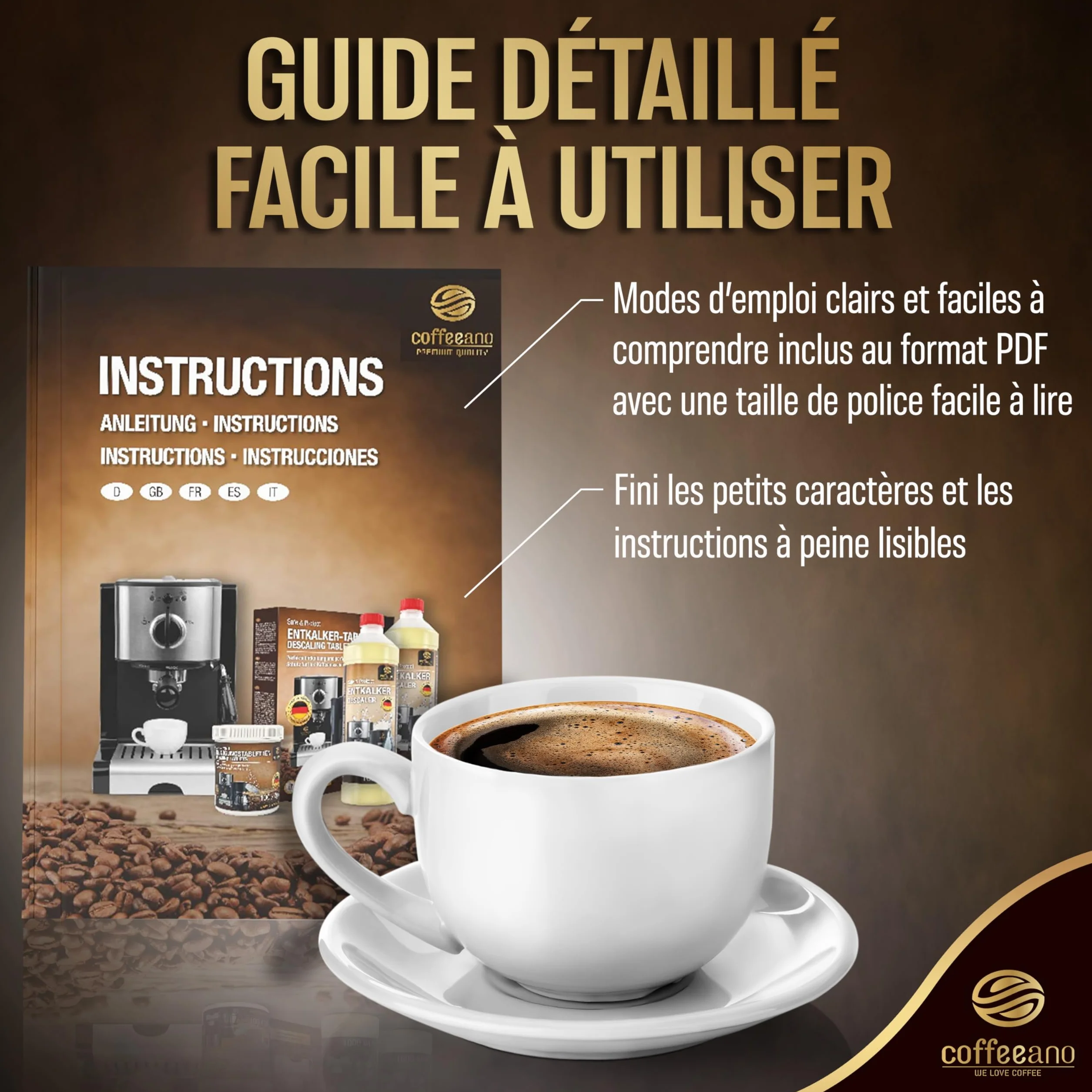 Pastilles de nettoyage pour machines à café Jura, Krups, Melitta, Delonghi, Siemens, Philips, Bosch - Coffeeano