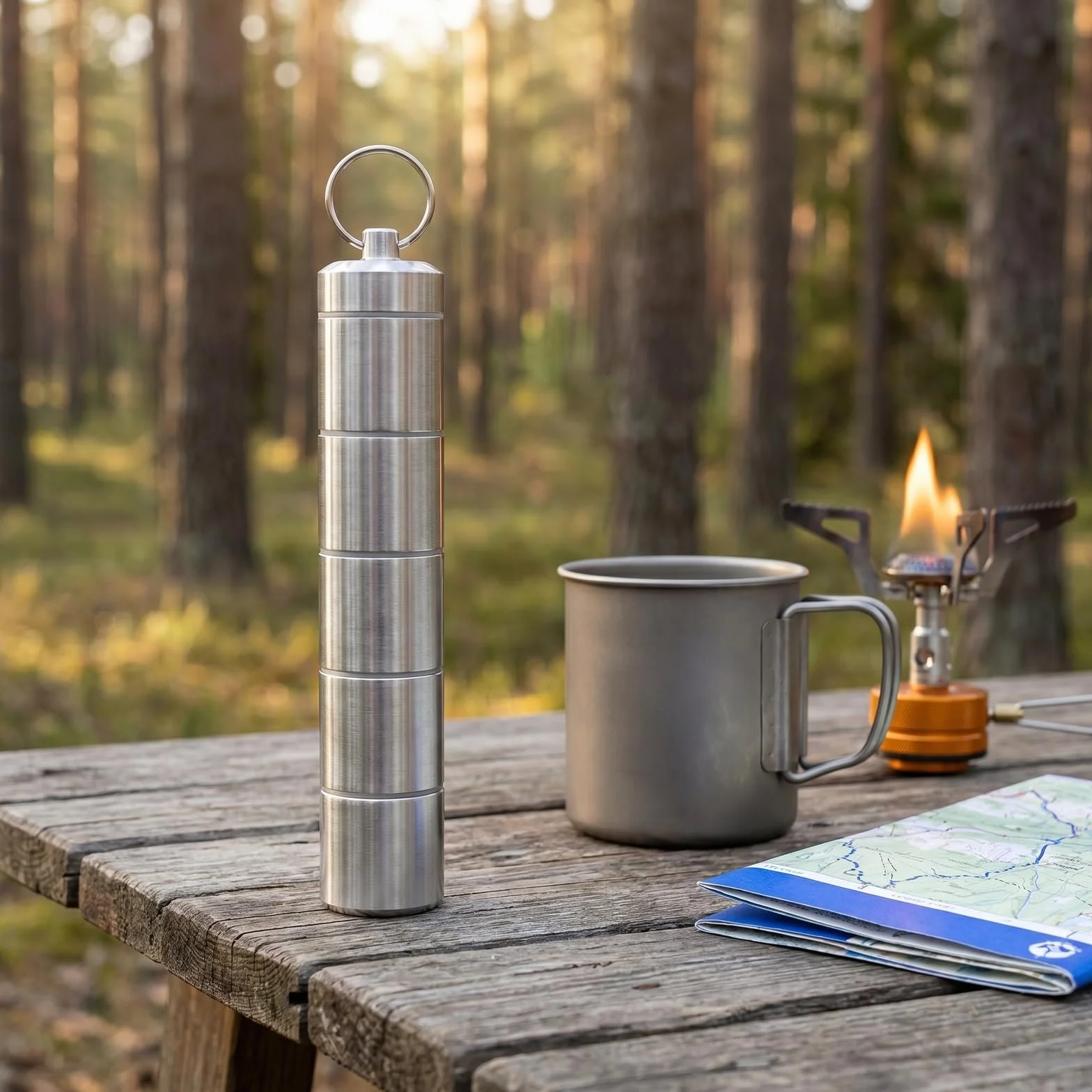 Aluminium Étanche Boite à Épice 5-en-1 Set de 2 Mini Récipients à Épices pour Voyage Pique-Nique