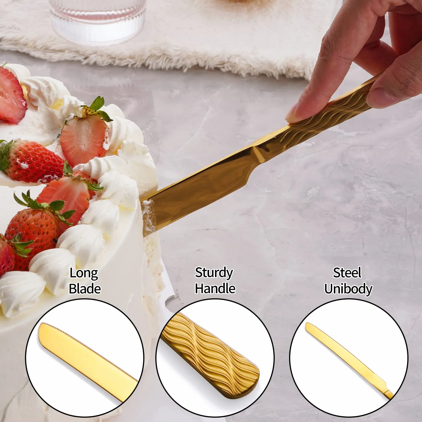 Ensemble de découpe de gâteau en Acier Inoxydable avec Couteau et Spatule