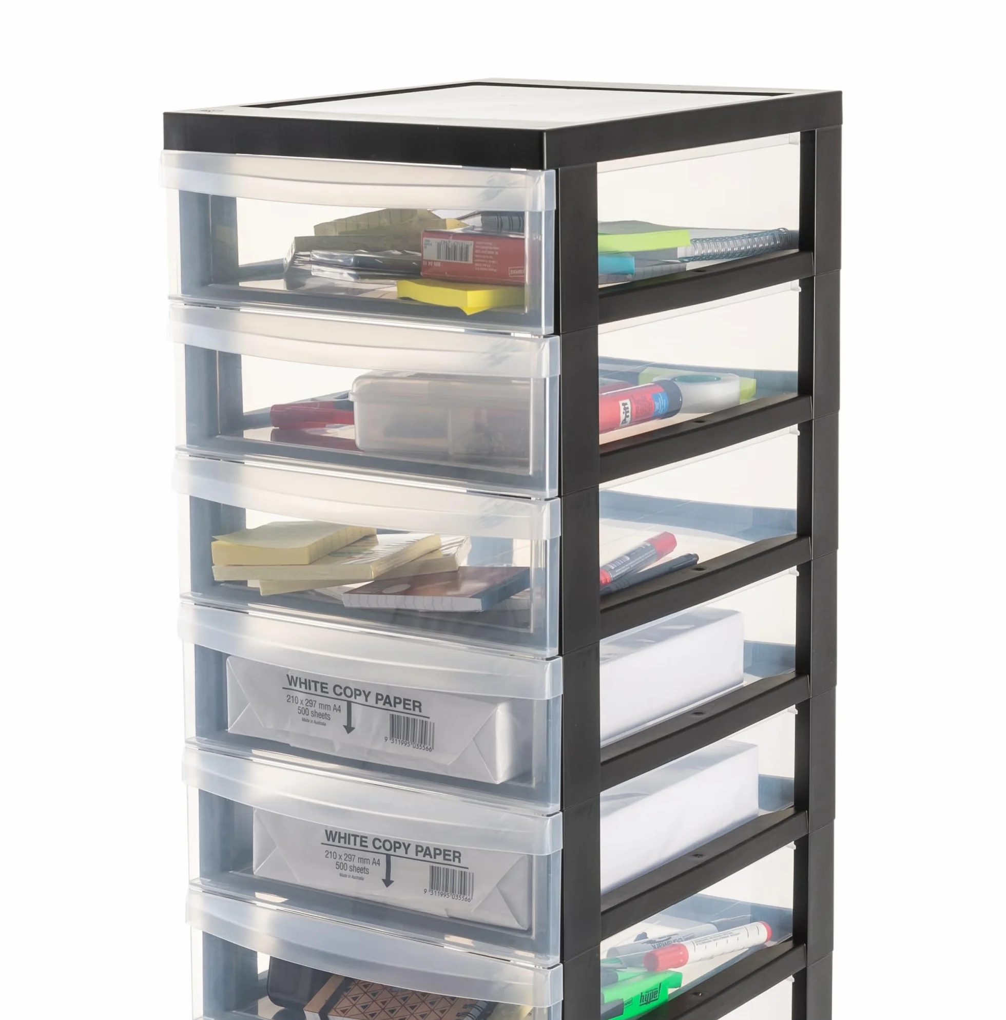 Iris Ohyama DC-012 Meuble de Rangement à Roulettes 12 Tiroirs Plastique Noir