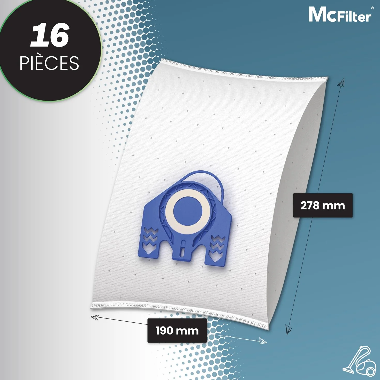McFilter 16 sacs à poussière compatibles Miele série GN S2 S4 S5 S6 S8 Complete C2/C3 Classic C1 8 filtres inclus MAXI BOX