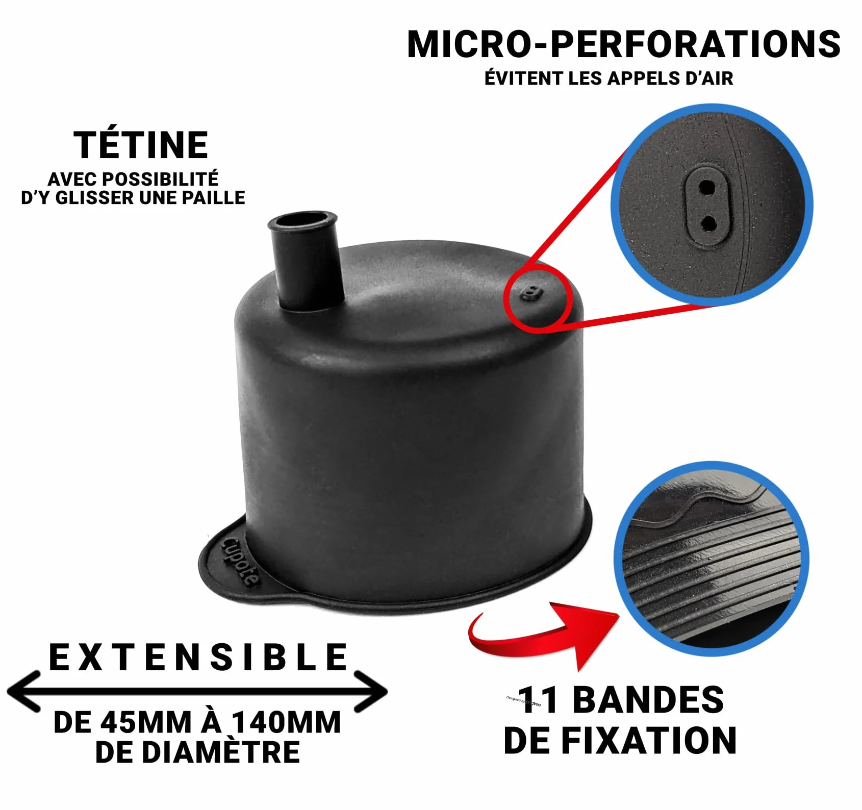 Lot de 5 Protections anti-drogue réutilisable en silicone extensible | Capote de verre avec paille intégrée