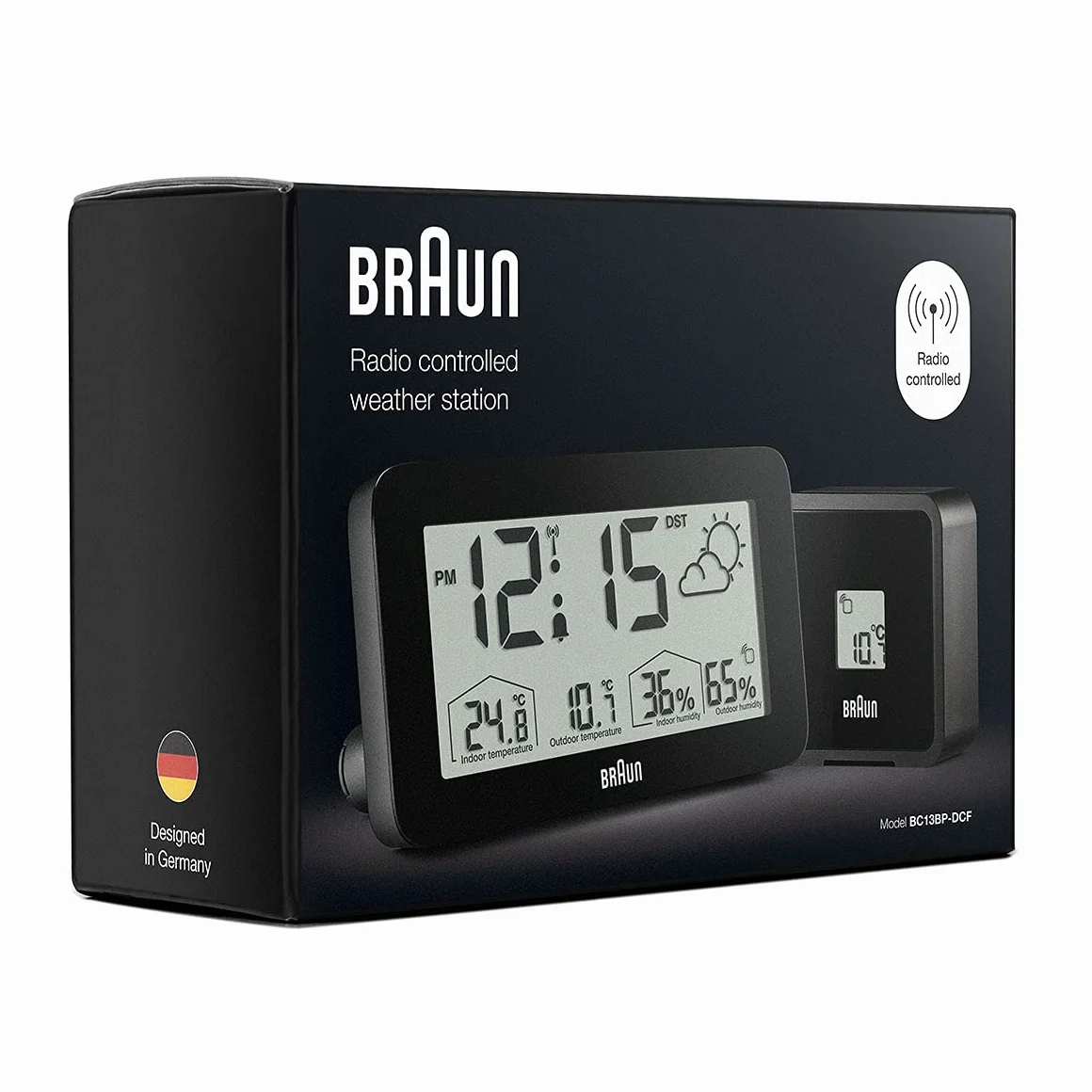 Braun BC13BP-DCF Station météo numérique radio-pilotée avec réveil, température, humidité, prévisions et alarme