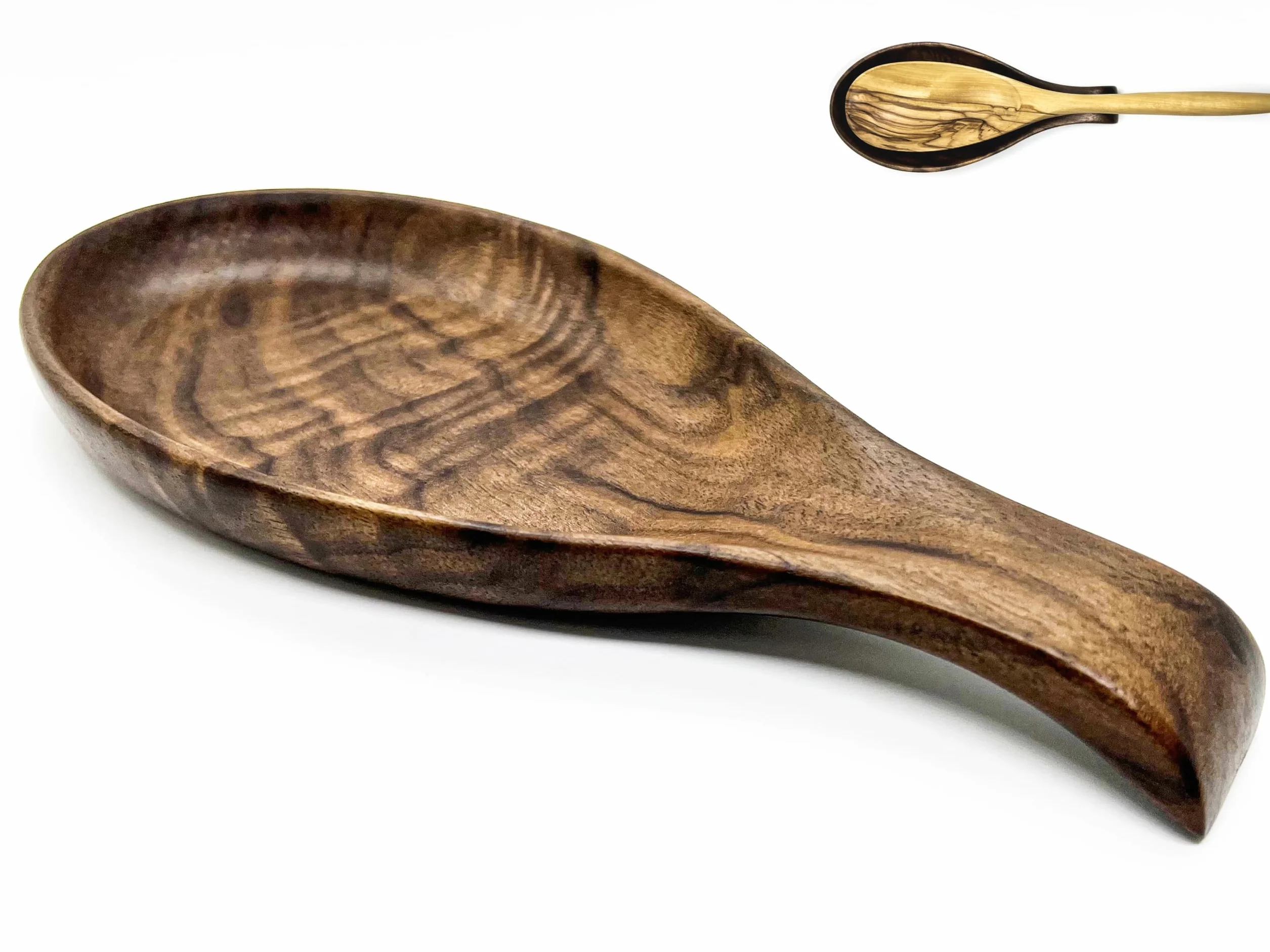 Repose-cuillère en Bois Noyer, Porte-cuillère Cuisine, pour Louches, Pinces, Spatule