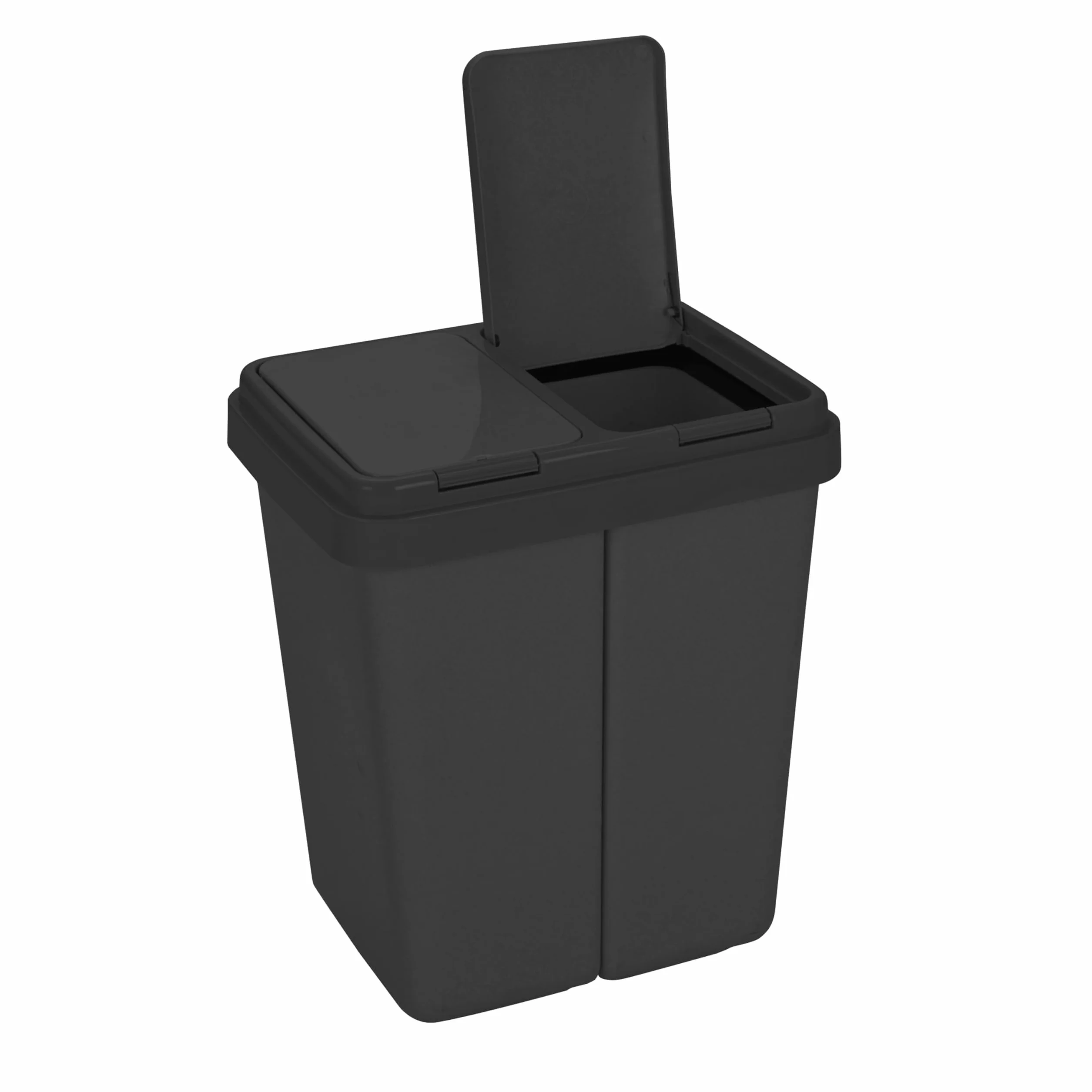 Ribelli Poubelle de tri sélectif cuisine 2 x 25 L Kunststoff geruchsdichter Abfalleimer Noir