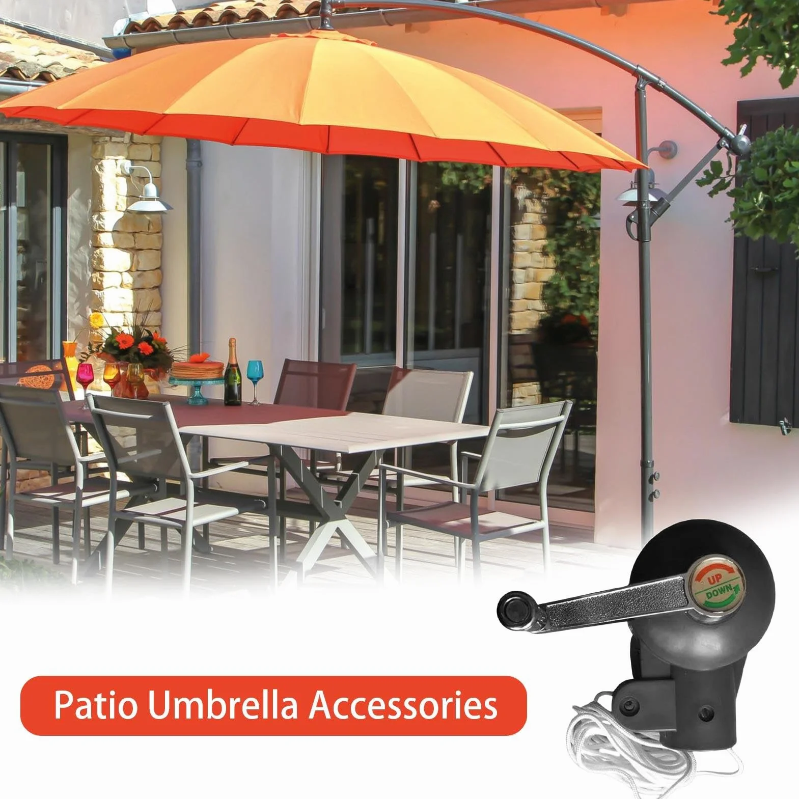 Poignée Manivelle Parasol Pièces de Rechange Accessoires Parasol Déporté Extérieur