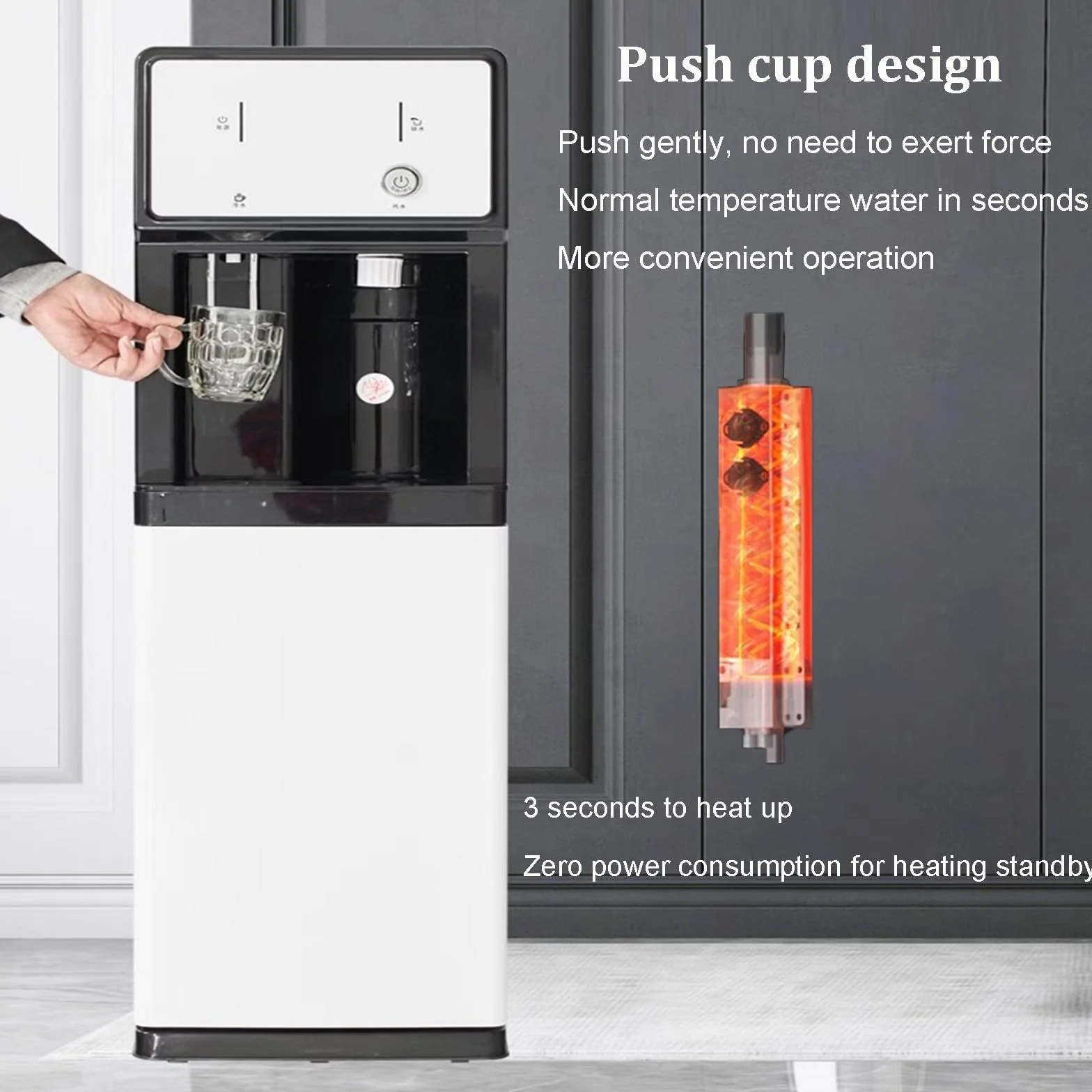 Fontaine à Eau Debout Autonome, Distributeur d'Eau sur Pied Double Fonction Glace et Eau Chaude
