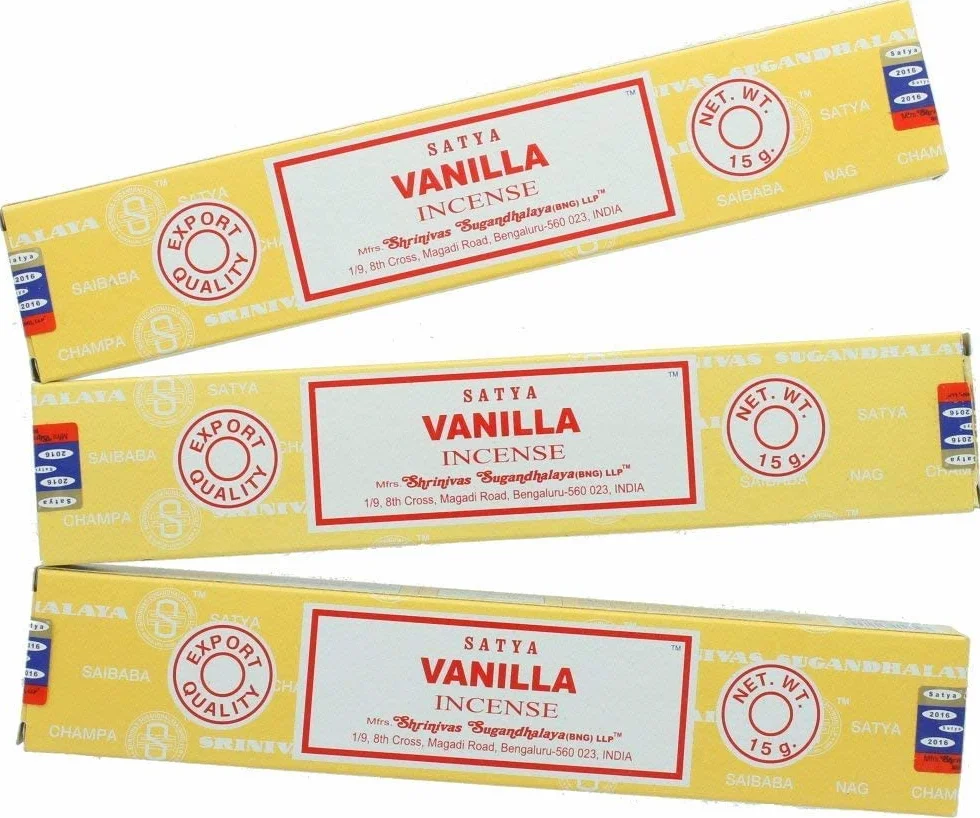 Satya Nag Champa Bâtonnets d'encens Vanille lot de 3