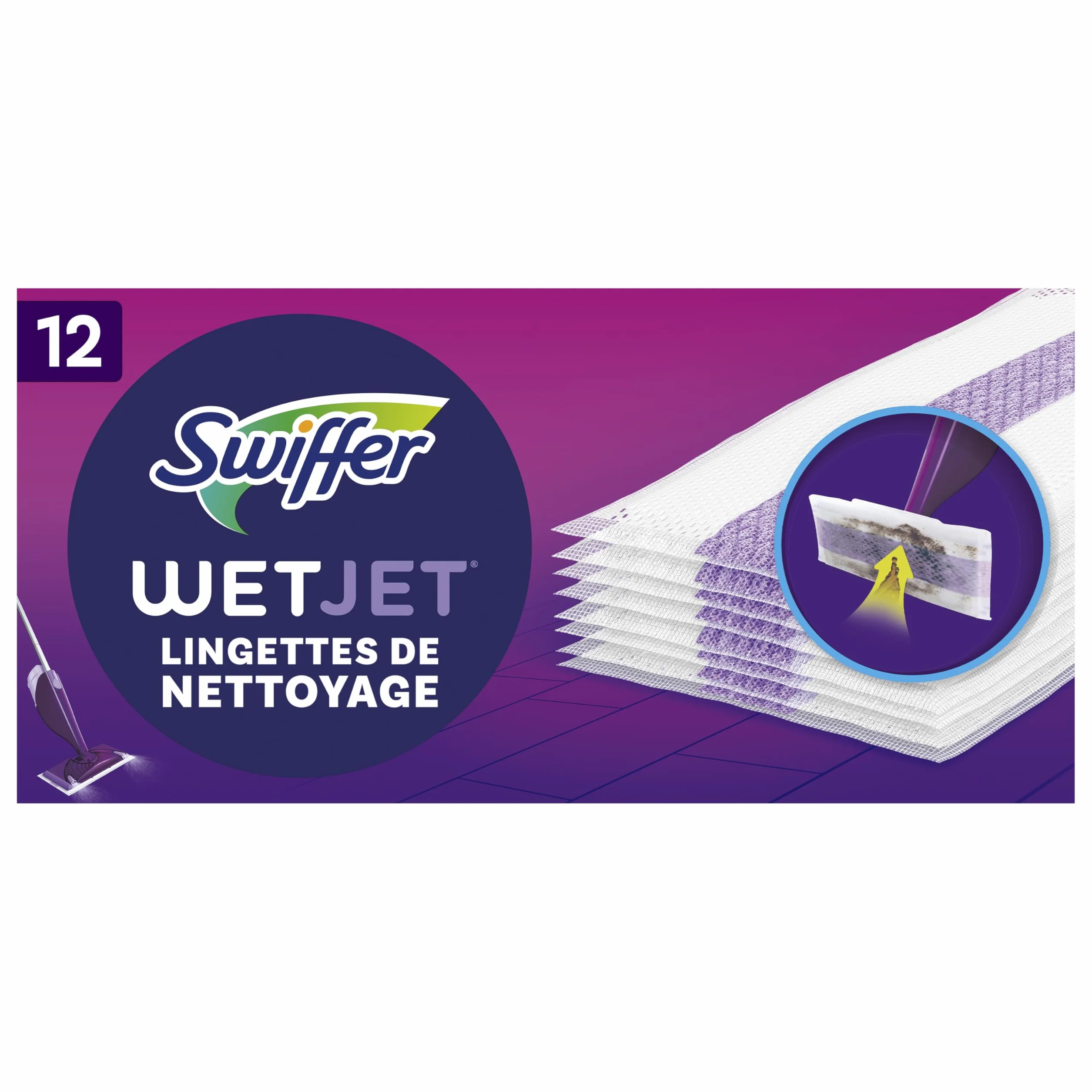 Swiffer WetJet 12 Recharges Jetables Nettoyantes Multi-Surfaces