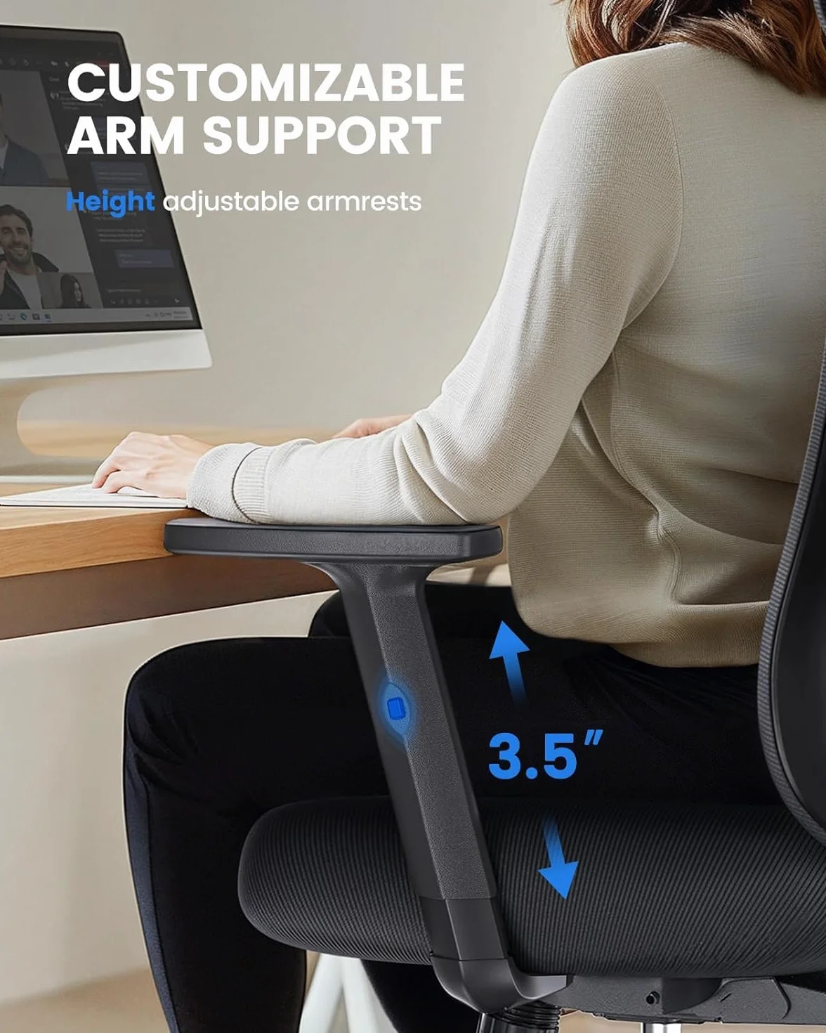 NOBLEWELL Chaise de Bureau Ergonomique Support Lombaire Appui-tête 2D Accoudoirs Réglables Coussin Amélioré Inclinaison Bascule 130° Ordinateur Bureau Domicile