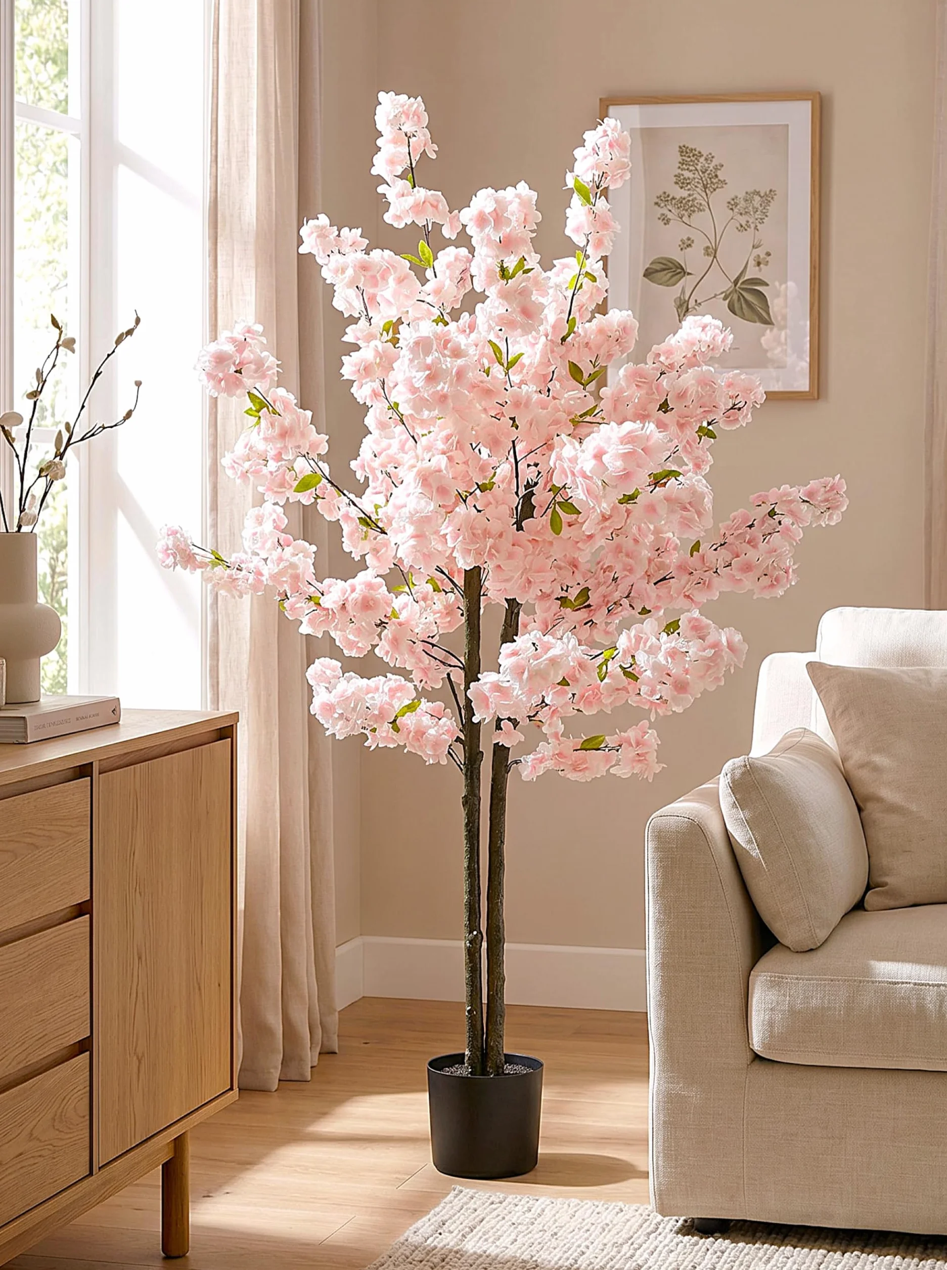 Arnusa Plante artificielle Cerisier Arbre Artificiel Rose 160 cm