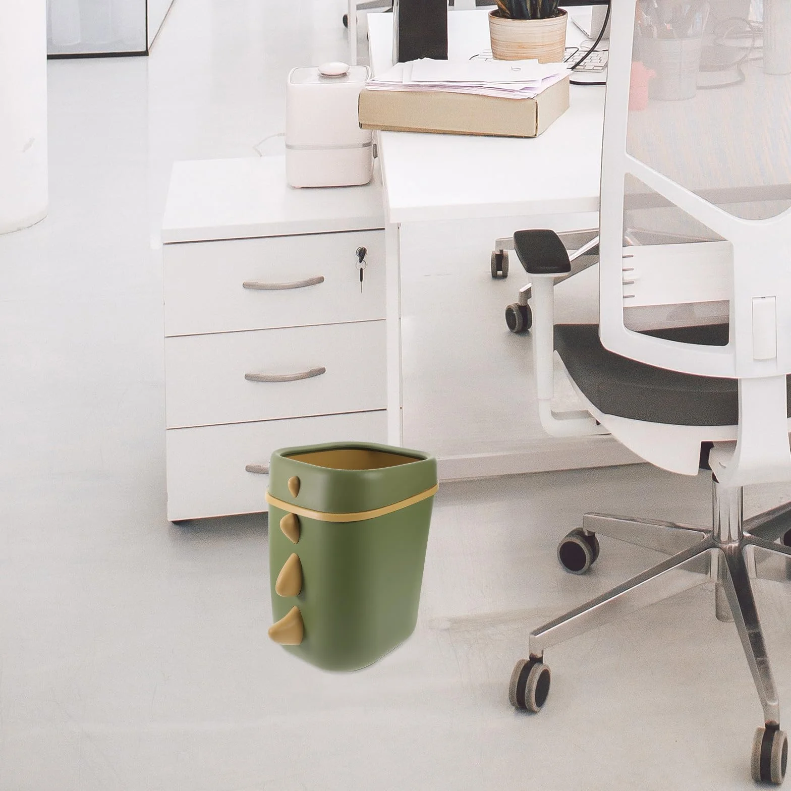 Lurrose Poubelle Dinosaure Verte Grosse Capacité Plastique Résistant Corbeille Décorative pour Chambre