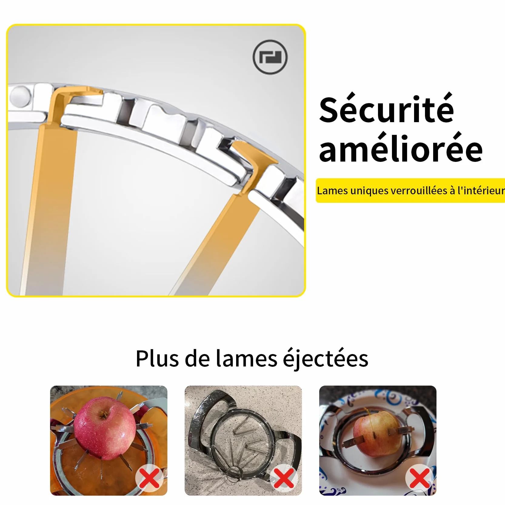 Coupe Pomme en Acier Inoxydable 12 Lames Extra-large, Trancheuse de Pomme Robuste