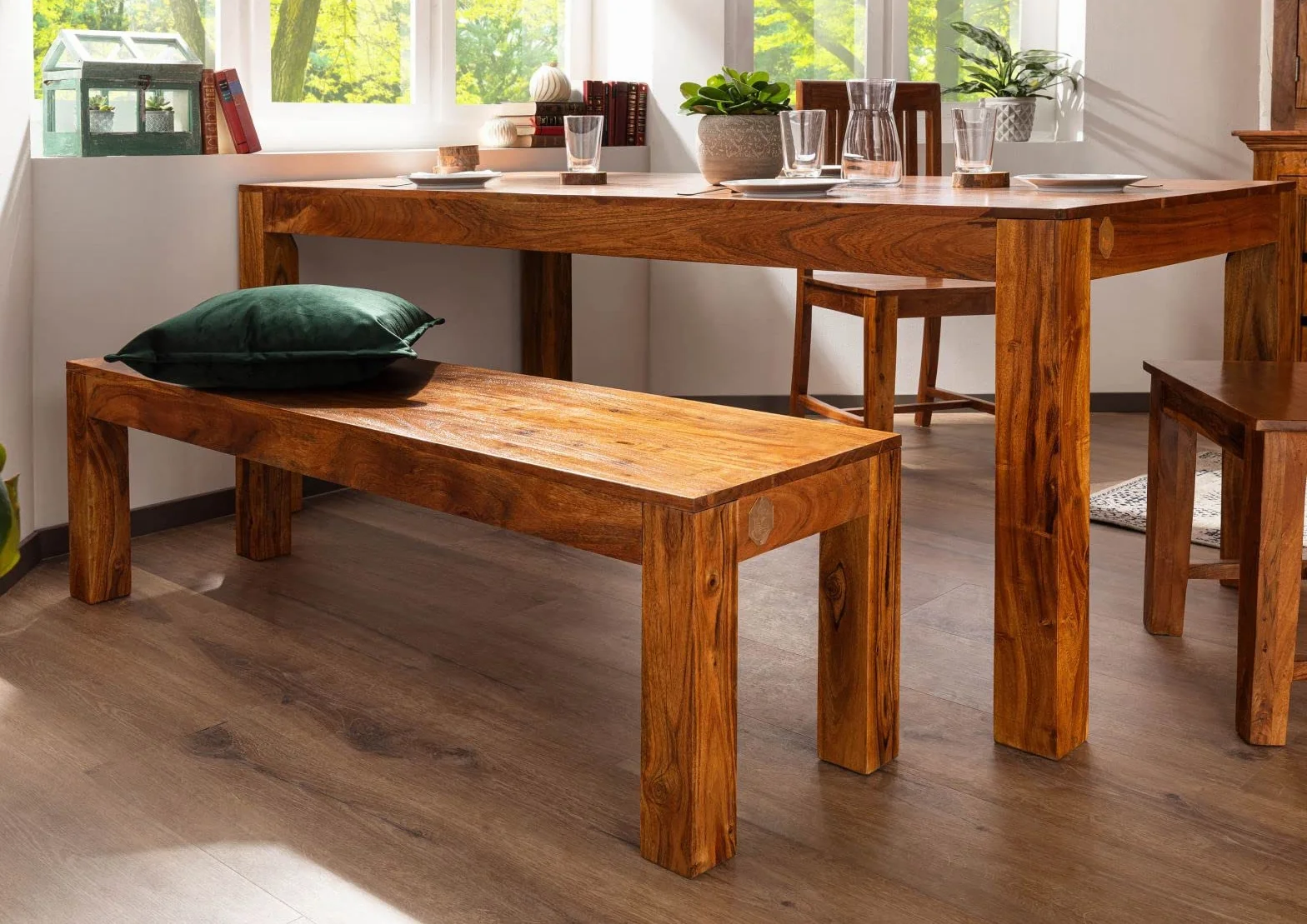 MASSIVMOEBEL24.DE Banc Acacia laqué Miel Oxford 140x40