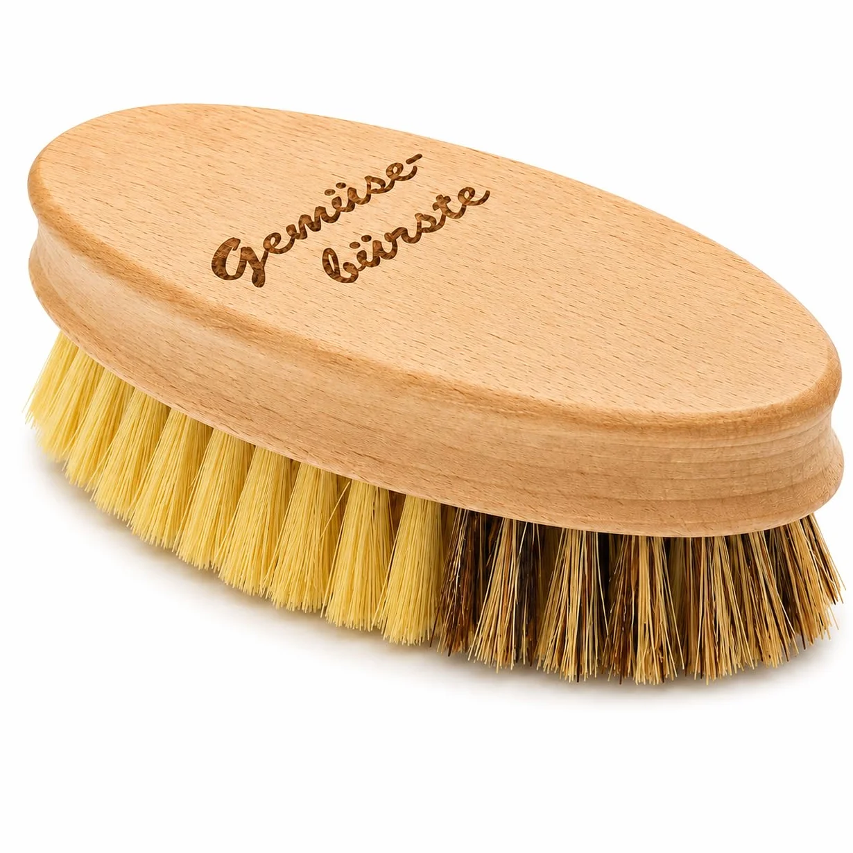 Teemando Brosse à légumes en bois de hêtre avec poils naturels 2 degrés de dureté