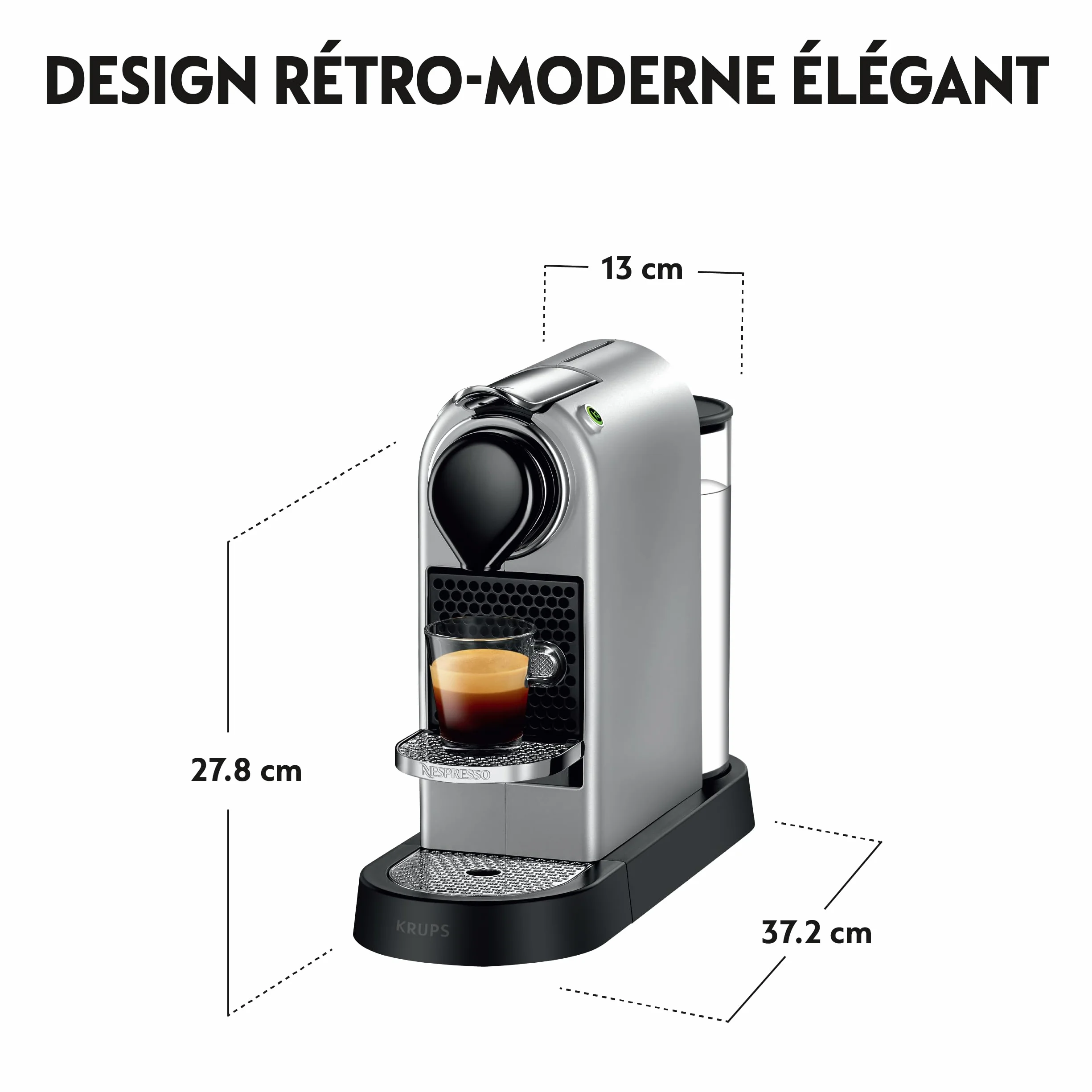 Nespresso Krups Machine à Café Citiz Argent Cafetière à Capsules YY4118FD