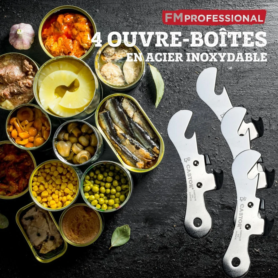 Fackelmann FM Professional Ouvre boite manuel, Acier inoxydable, 9,5 cm x 3 cm