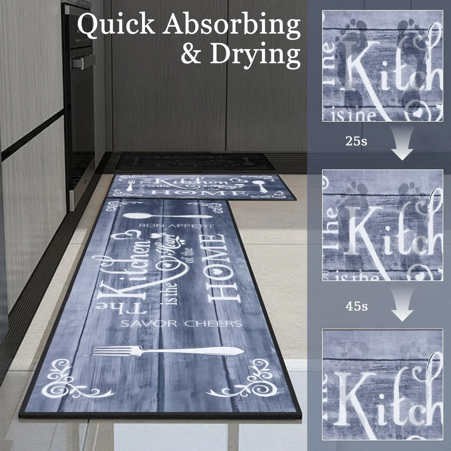 Tapis de Cuisine Boho 2 pièces, Lavable, Antidérapant pour Sol