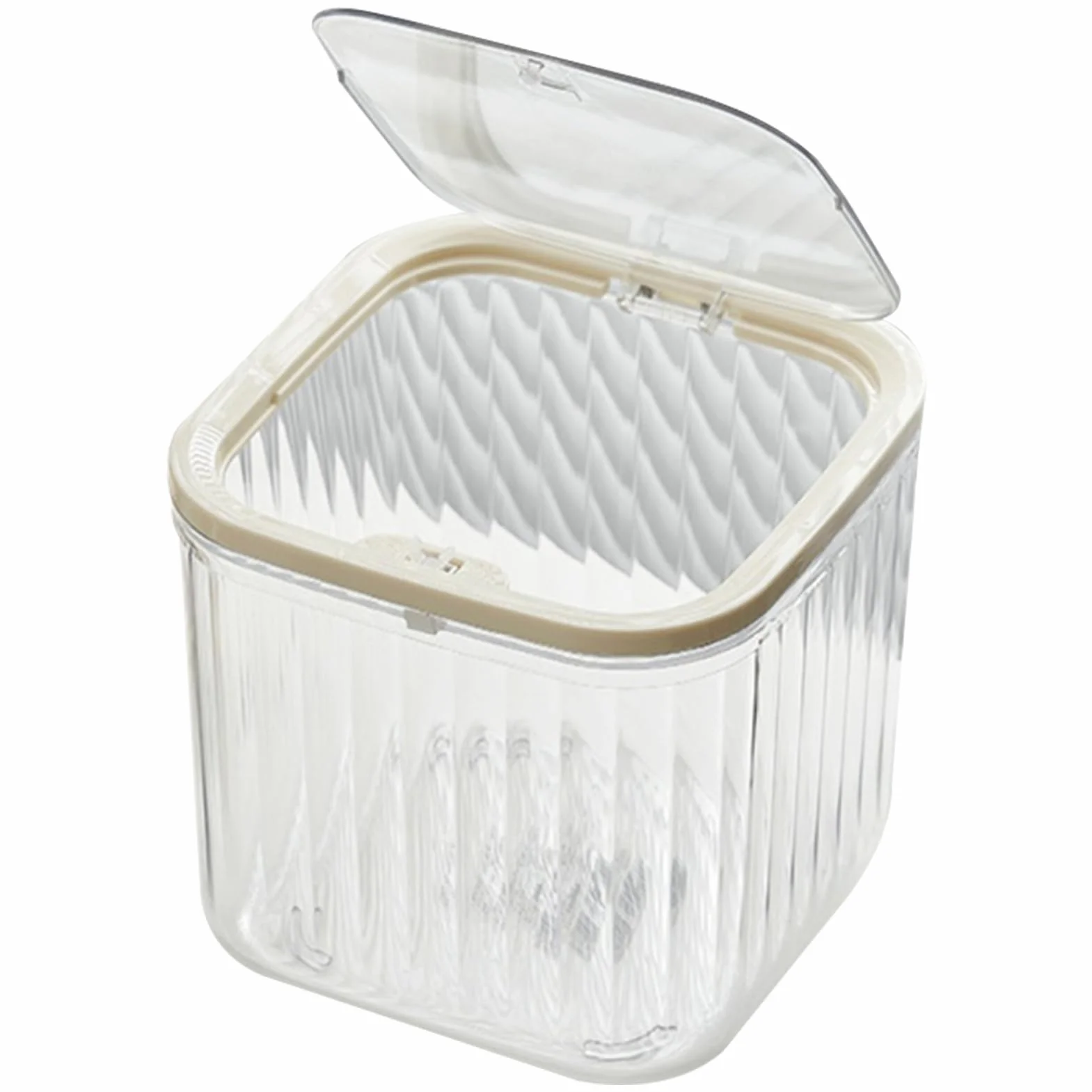 Générique Press Lid Desk Trash Can 6.02x6.02x5.51 Inches Transparent Garbage Container