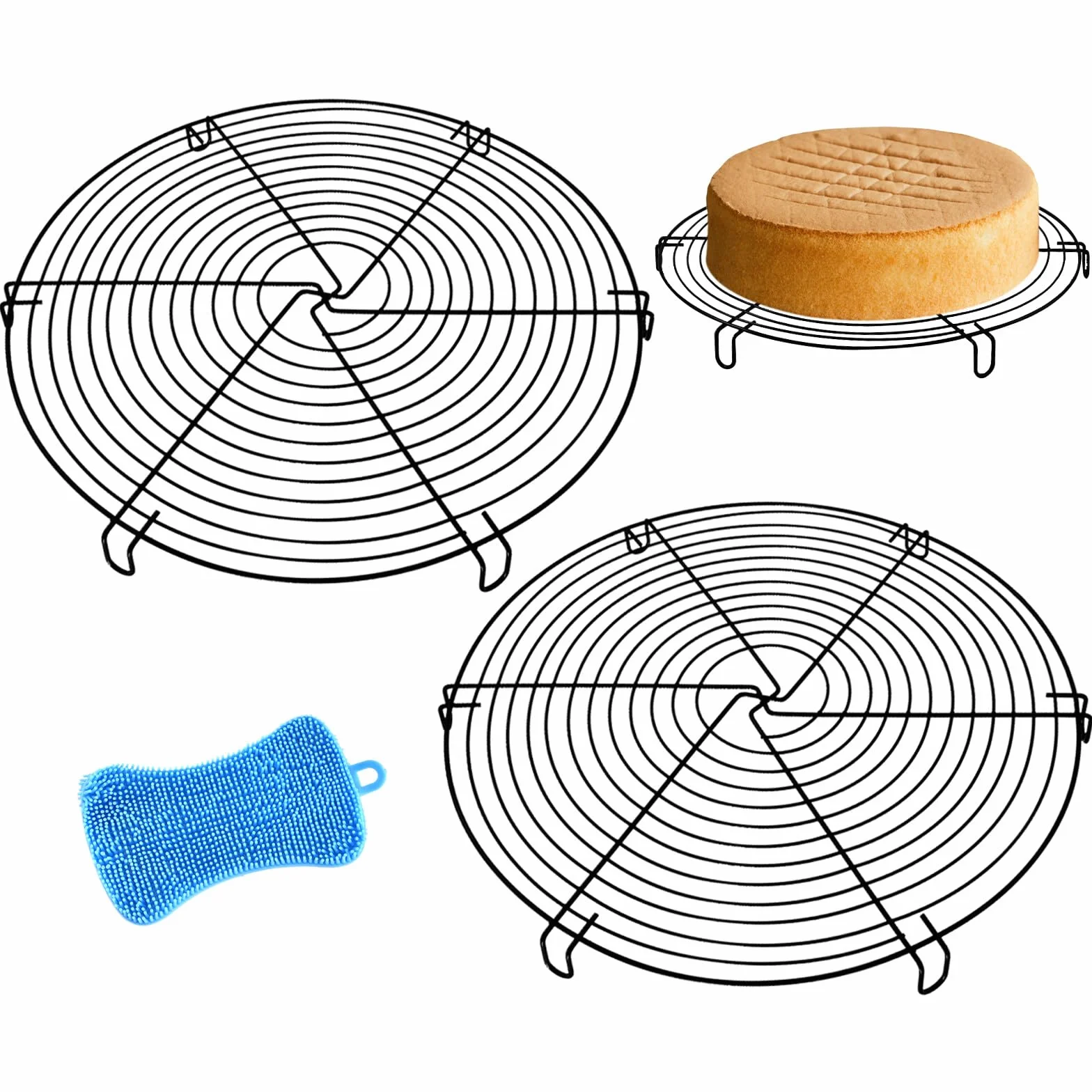 Grille de refroidissement en acier inoxydable 32 cm ronde Lot de 2 pour gâteaux biscuits tarte