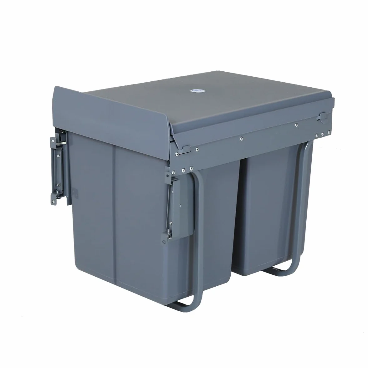 CHARLES BENTLEY Poubelle encastrable cuisine 2 bacs 20L 40L recyclage double compartiment couvercle anti-odeurs 34Lx48Px42H cm
