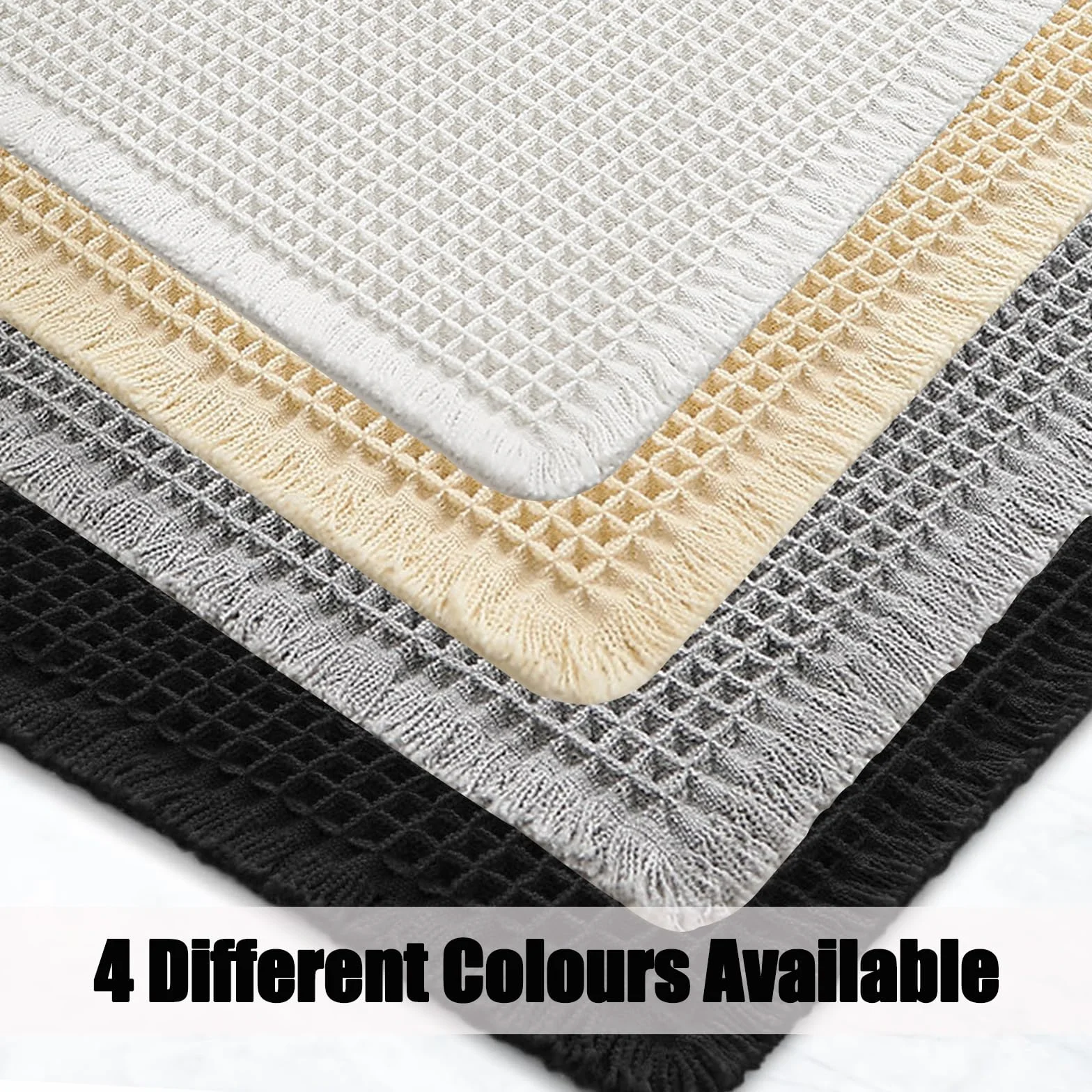 Tapis de Bain en Coton Gaufre Antidérapant 60 x 90 cm Blanc