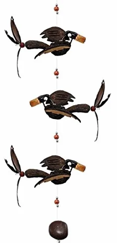 Carillon éolien en bois 3 oiseaux 81 cm