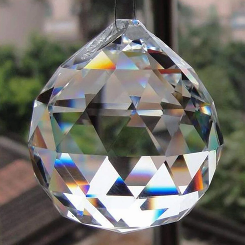 Petrichor Cristal Clair Boule pendante Bonne Chance prospérité décoration intérieure Cadeau 7 x 7 x 7 cm