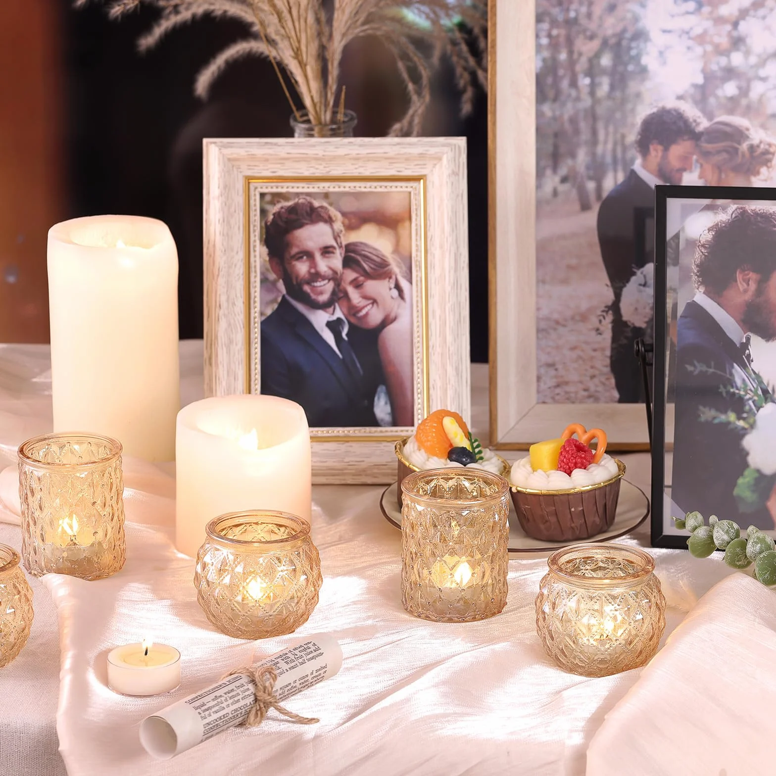 NITIME Lot de 12 photophores dorés assortis bougeoirs mariage décoration fête