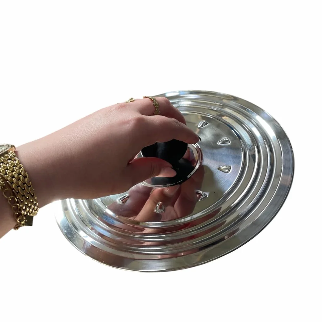 Couvercle de Cuisine en Acier Inoxydable 16-24 cm Anti Projection avec Poignée Ergonomique Argenté