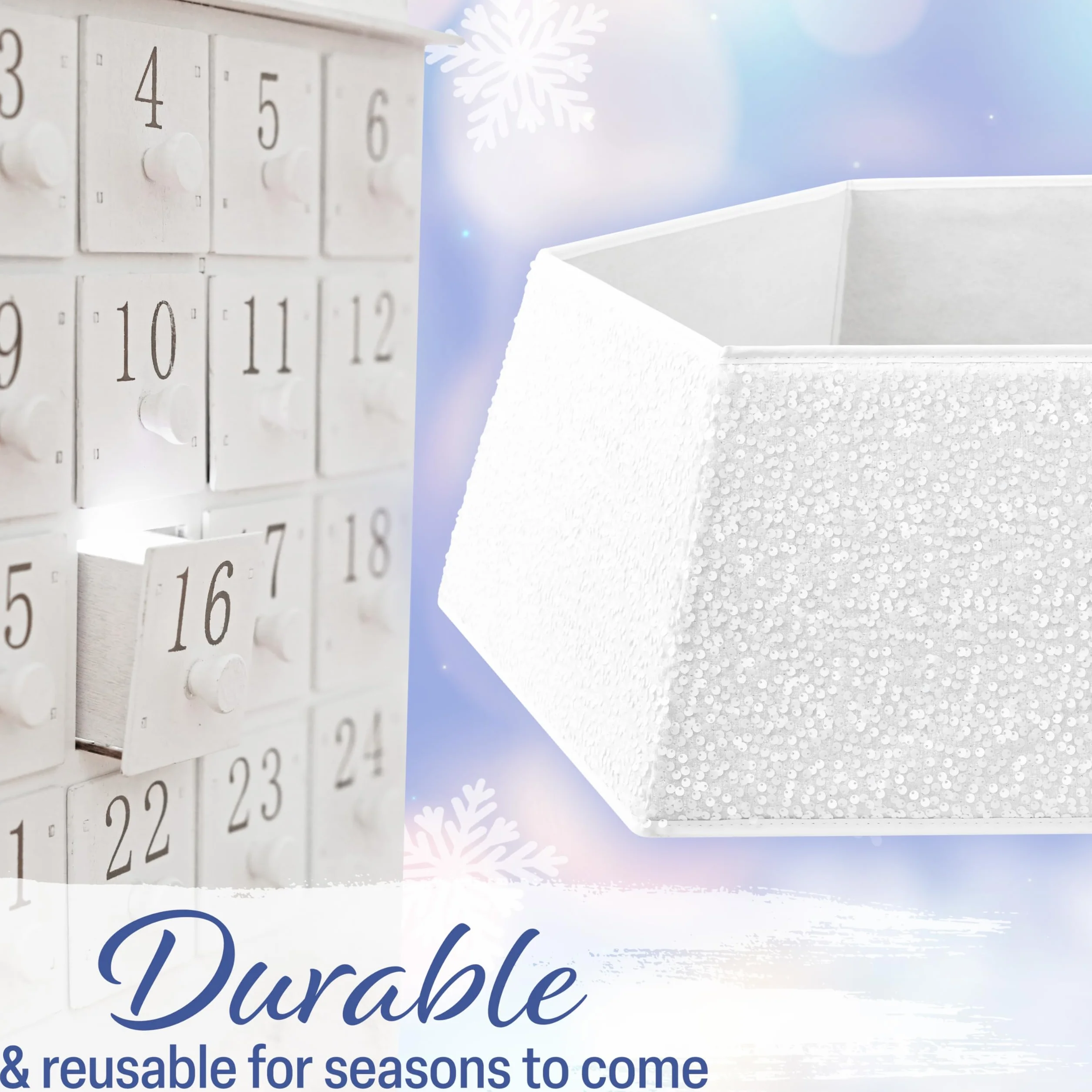 Jupe de Sapin de Noël à Paillettes 68x25 cm Blanc Paillette