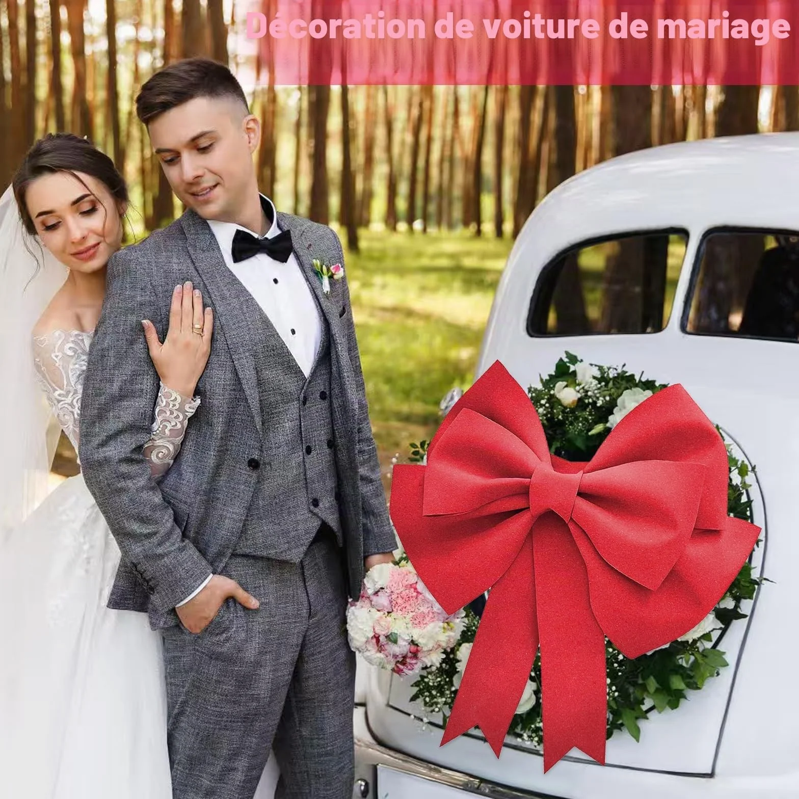 VOSSOT Nœud décoratif Extra Large 50x60cm Ruban adhésif Attaches Décoration Noël Mariage Fête