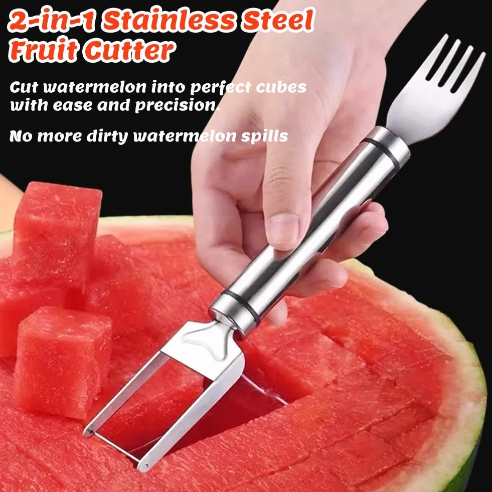 Coupe Fruits 2 en 1 Acier Inoxydable Cuillère à Melon Outil Double Tête OSDUE