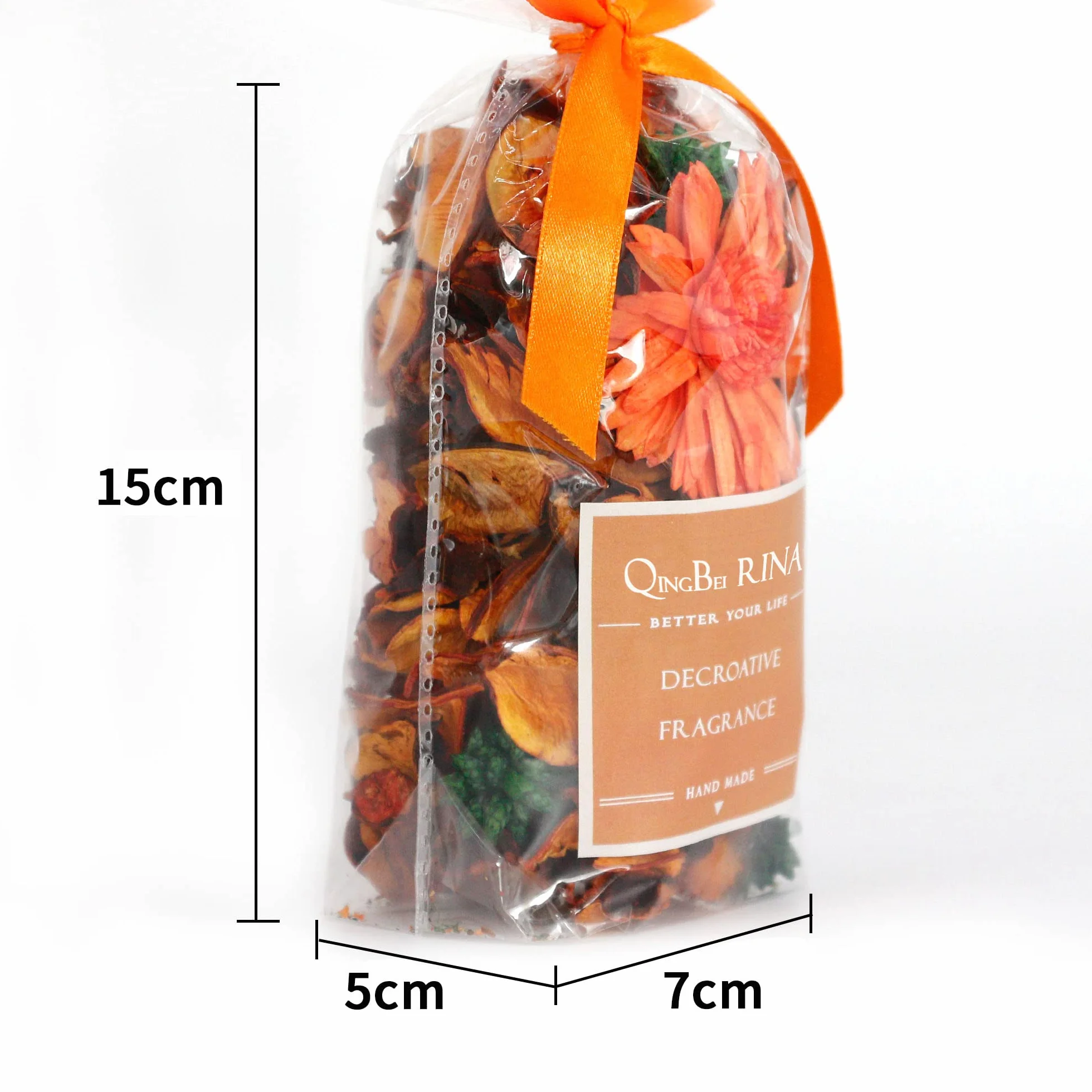 Qingbei Rina Pot Pourri Parfumé 90g Sachets Orange Fleurs Séchées pour Maison et Centre de Table