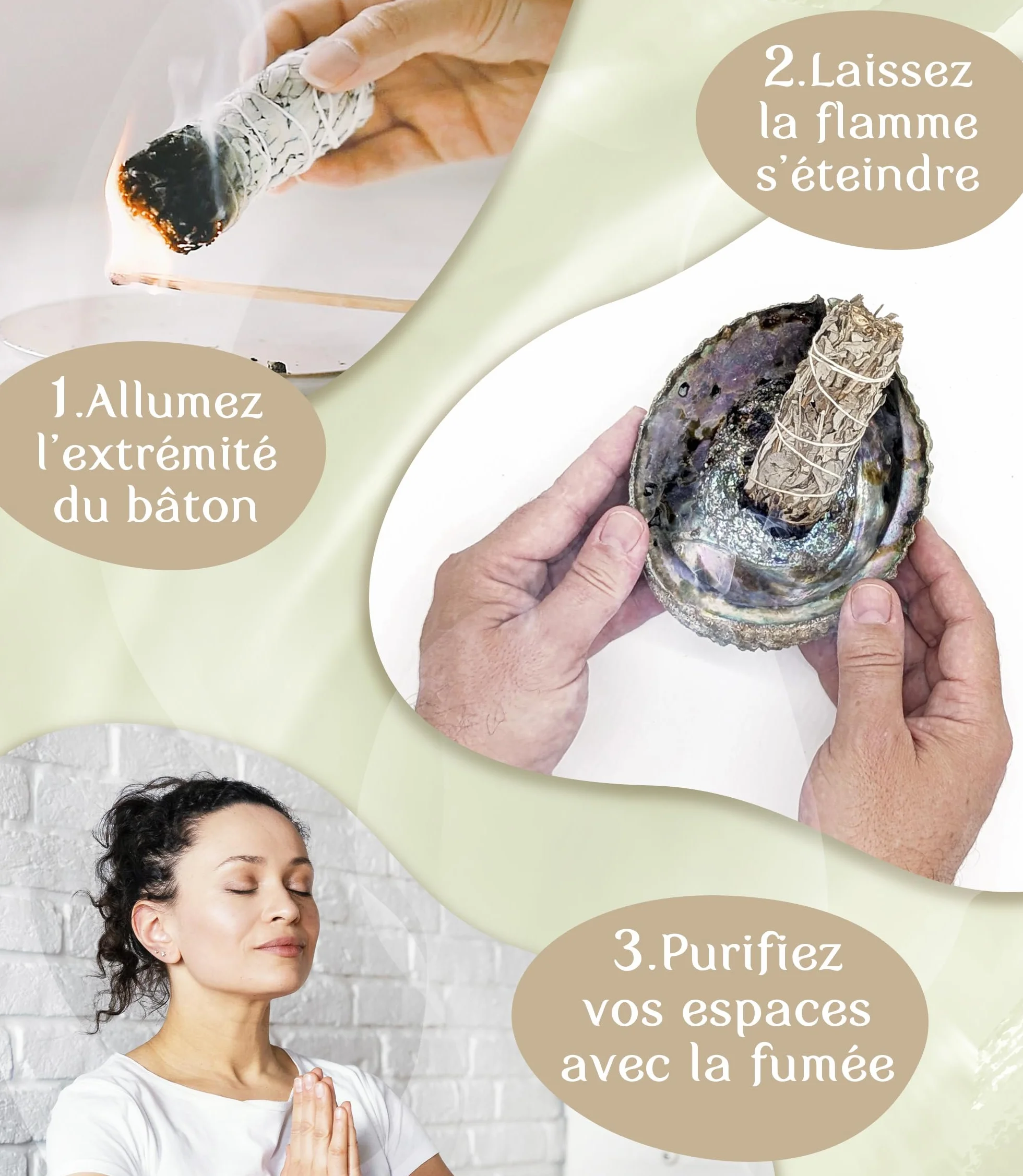 Sauge Blanche Bâton Encens Naturel Purification Protection Nettoyage Spirituel Maison Rituel Méditation Lot 4