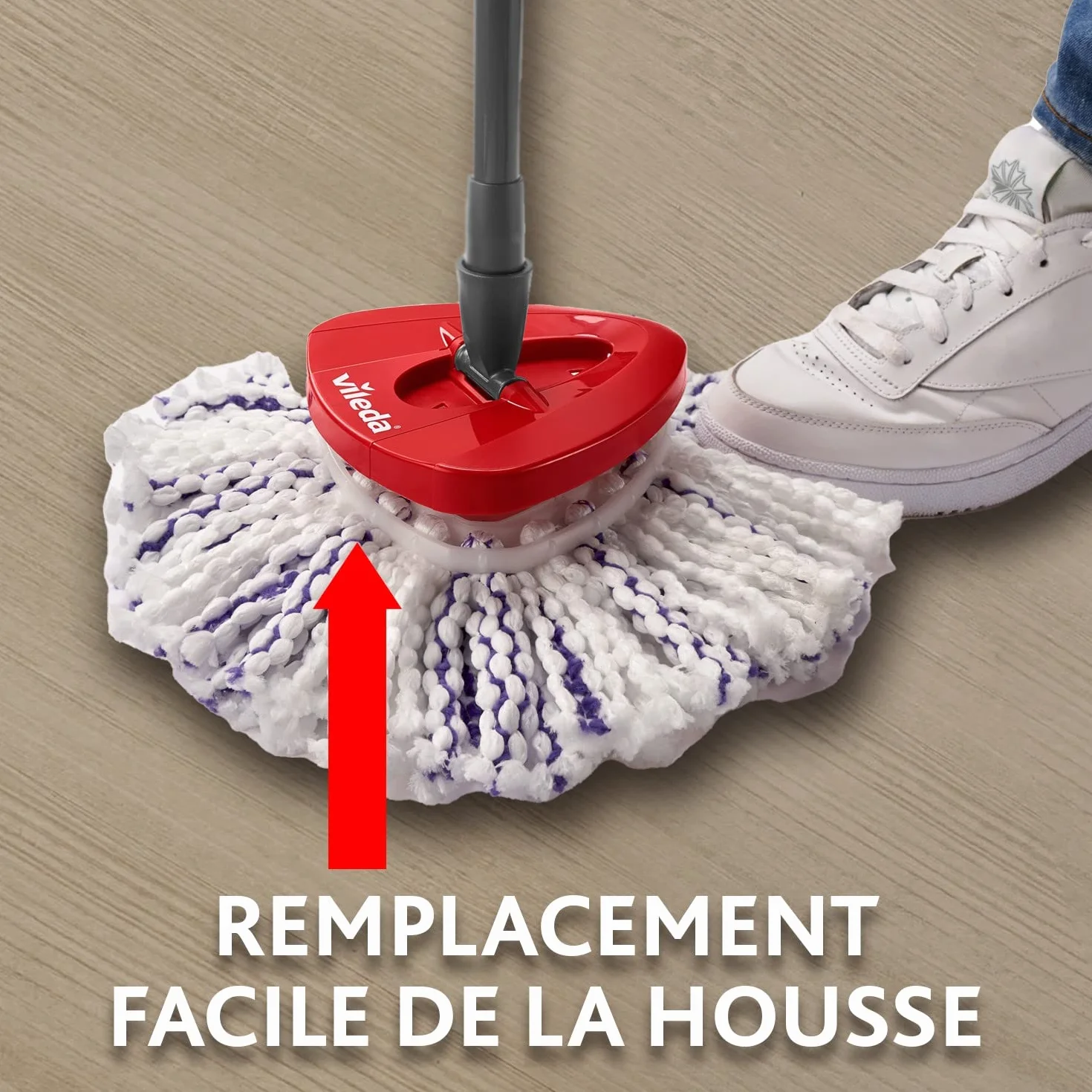 Vileda Recharge Serpillière Turbo 3en1 Microfibres Surfaces Texturisées Franges Surfaces Dures Compatible Systèmes Rotatifs Seau Essoreur