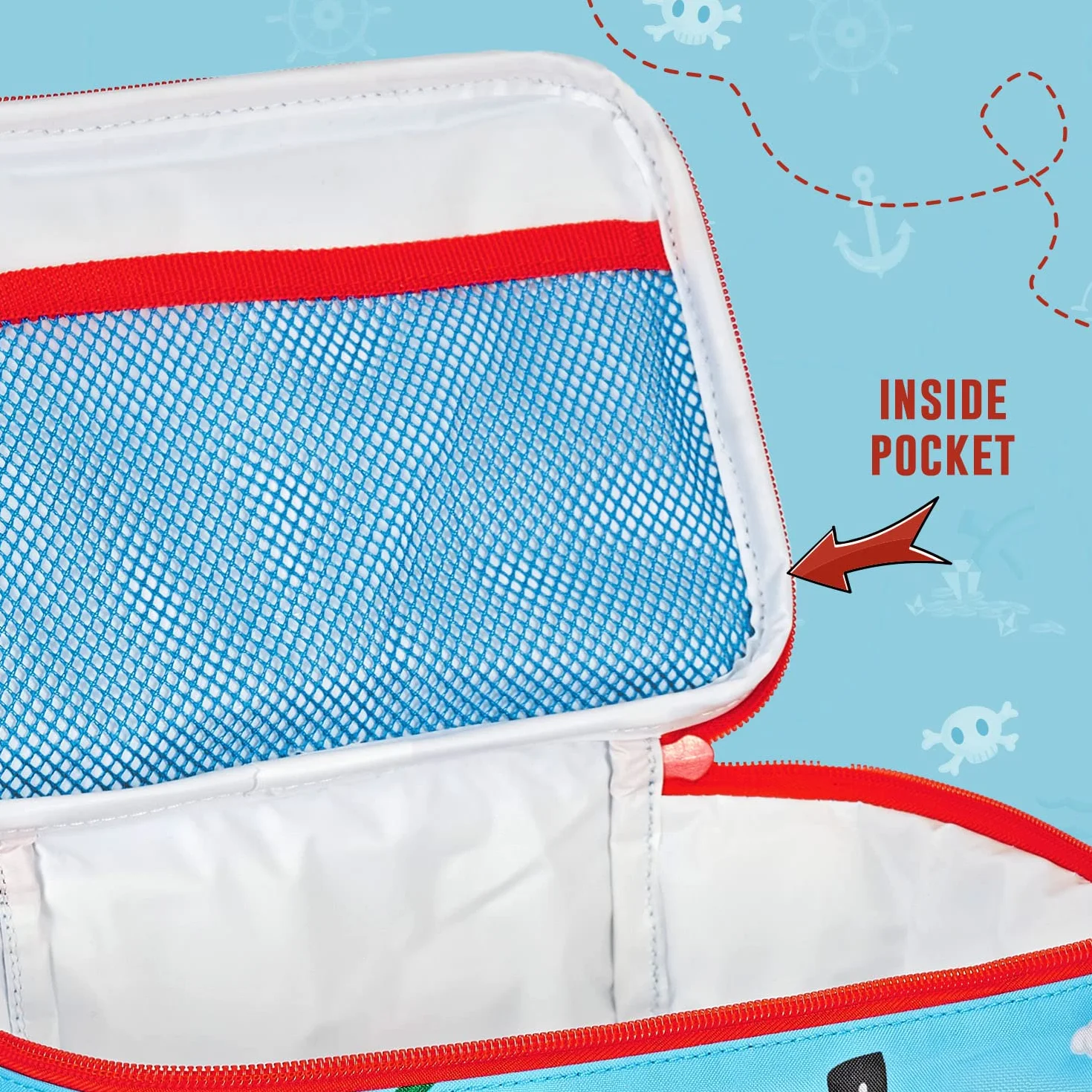 PERLETTI Boite a Gouter Enfant Imprimé Pirates 15x23x15cm Sac Isotherme Repas Lavable Ecole