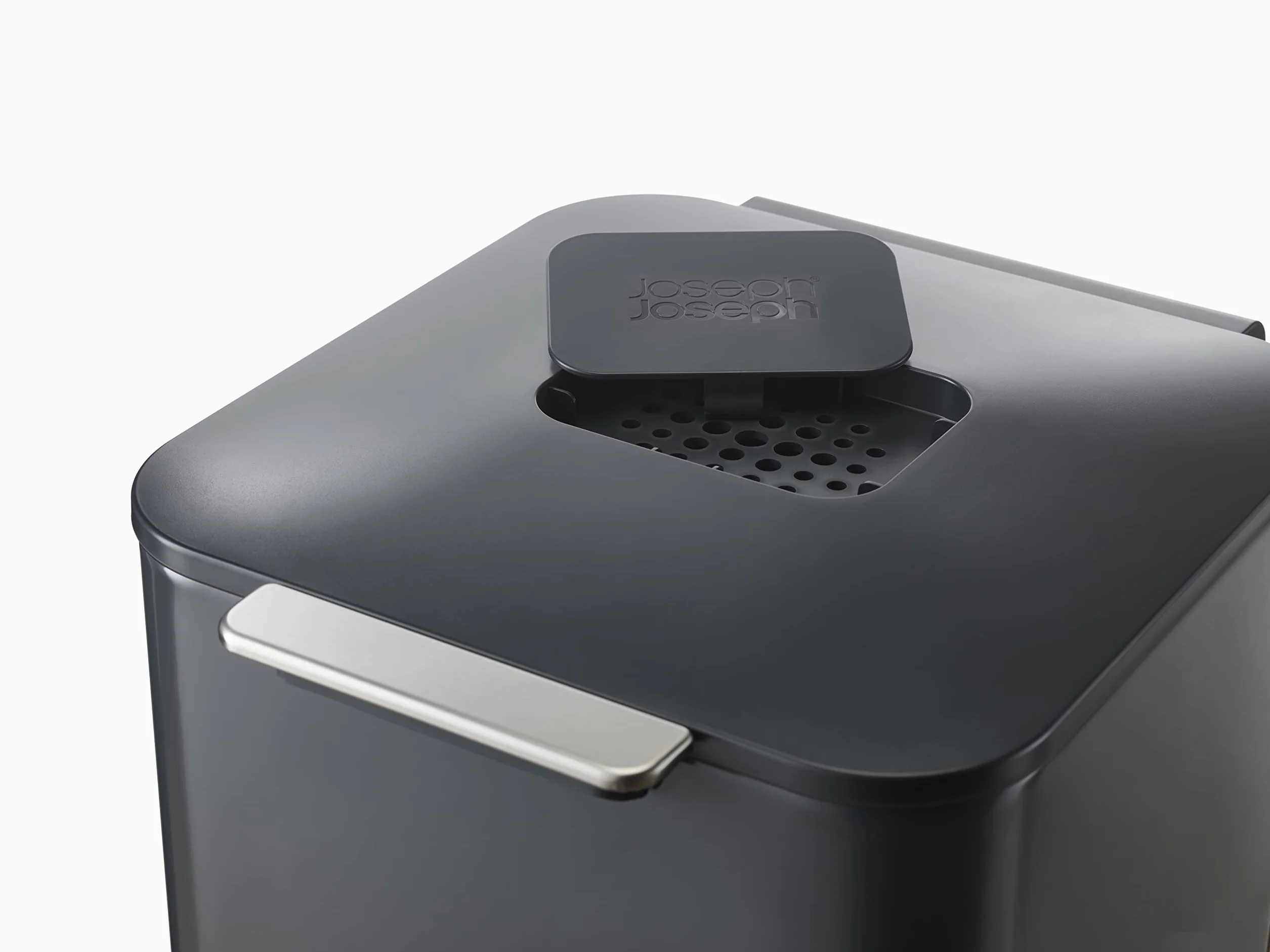 Joseph Joseph Totem Poubelle de cuisine 40L tri recyclage avec bac à compost filtre charbon actif Graphite