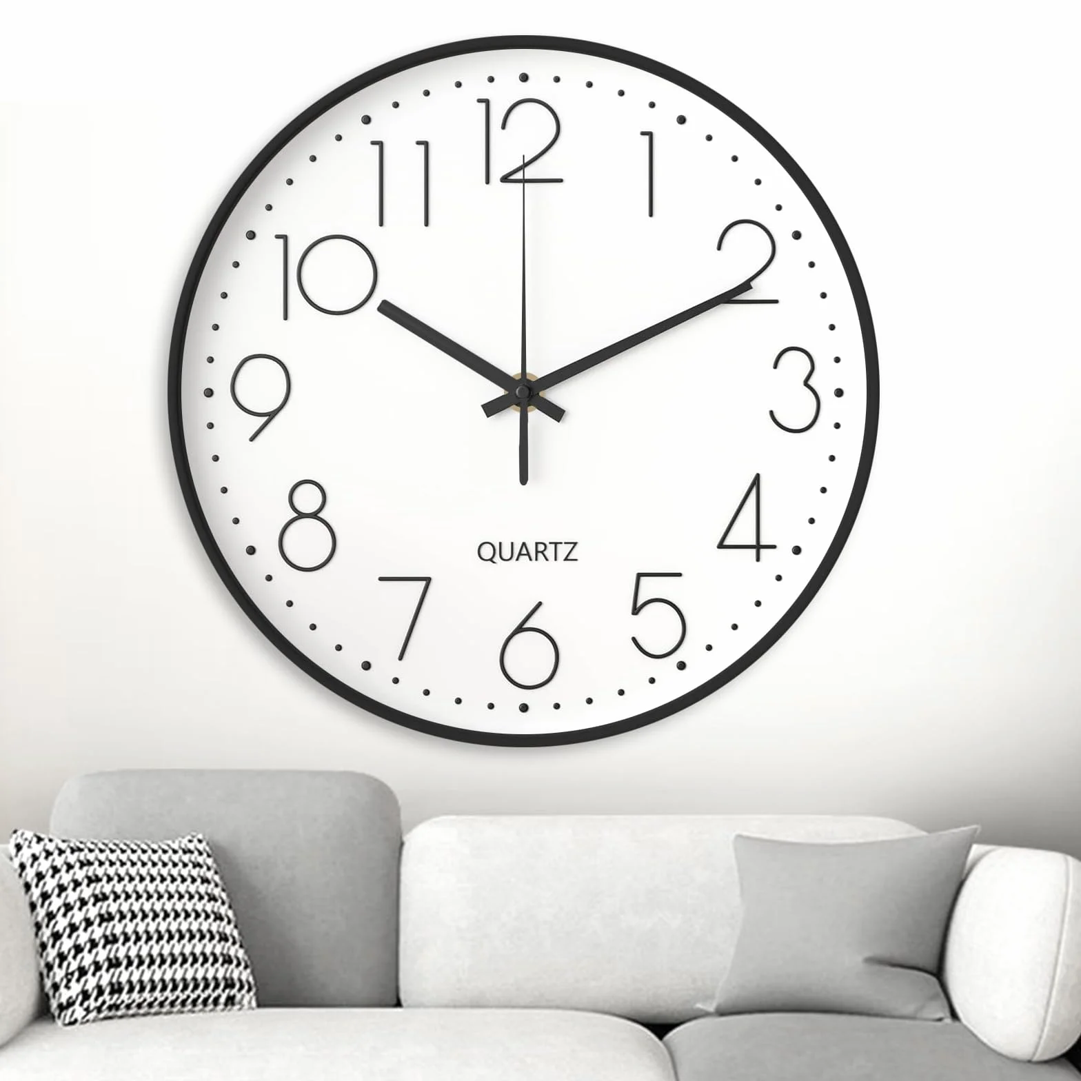 GIBOHOM Horloge Murale Silencieuse 20 cm Pendule Ronde Décorative Quartz pour Maison Cuisine Bureau