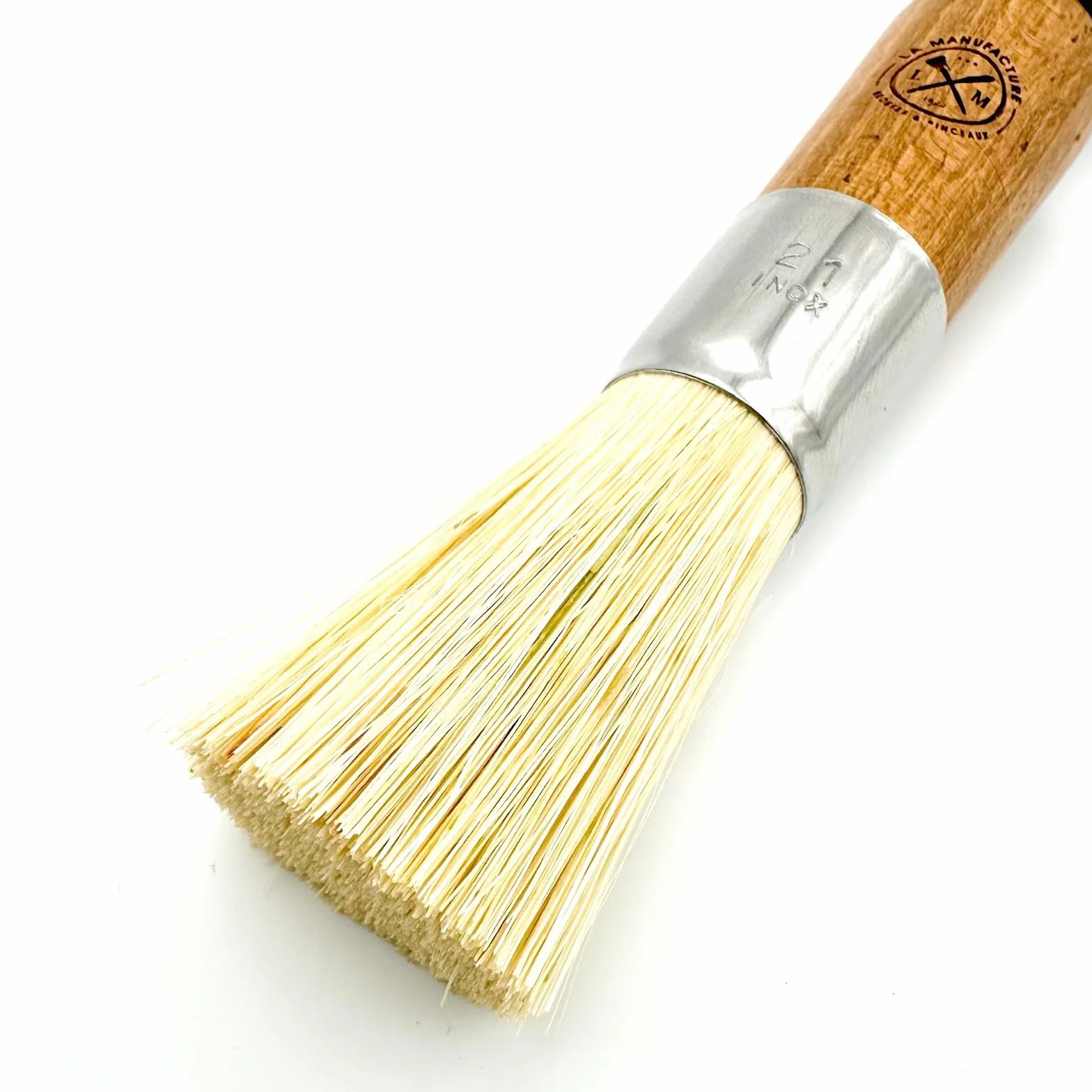 Brosse à Champignons et Légumes Double Face Bois de Hêtre Fibres de Tampico Crin de Cheval Virole Inox
