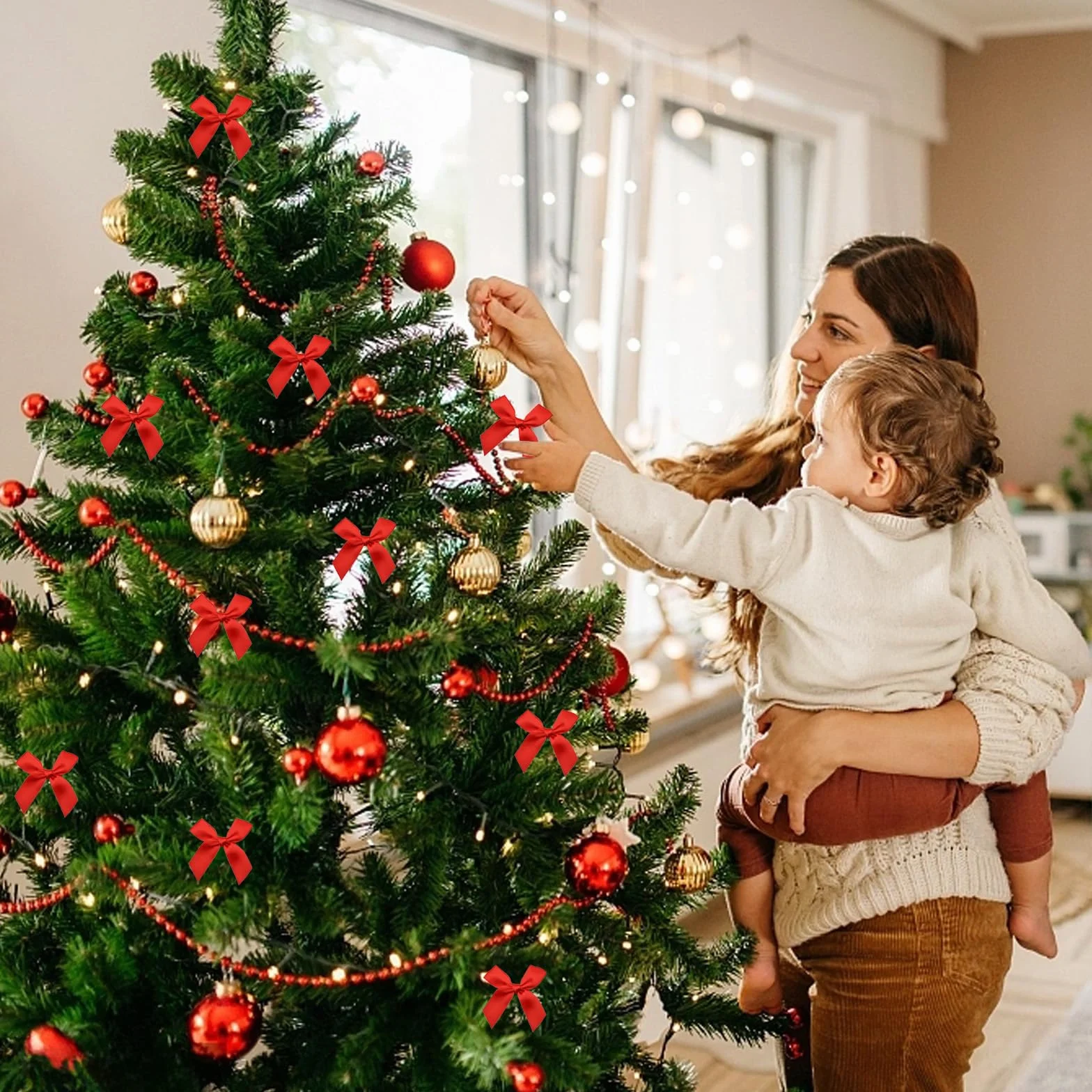 Noeuds Cadeau Rouges 60 Pièces, Petits Noeuds Décoratifs Faits Main pour Emballage Cadeau, Artisanat, Gâteaux